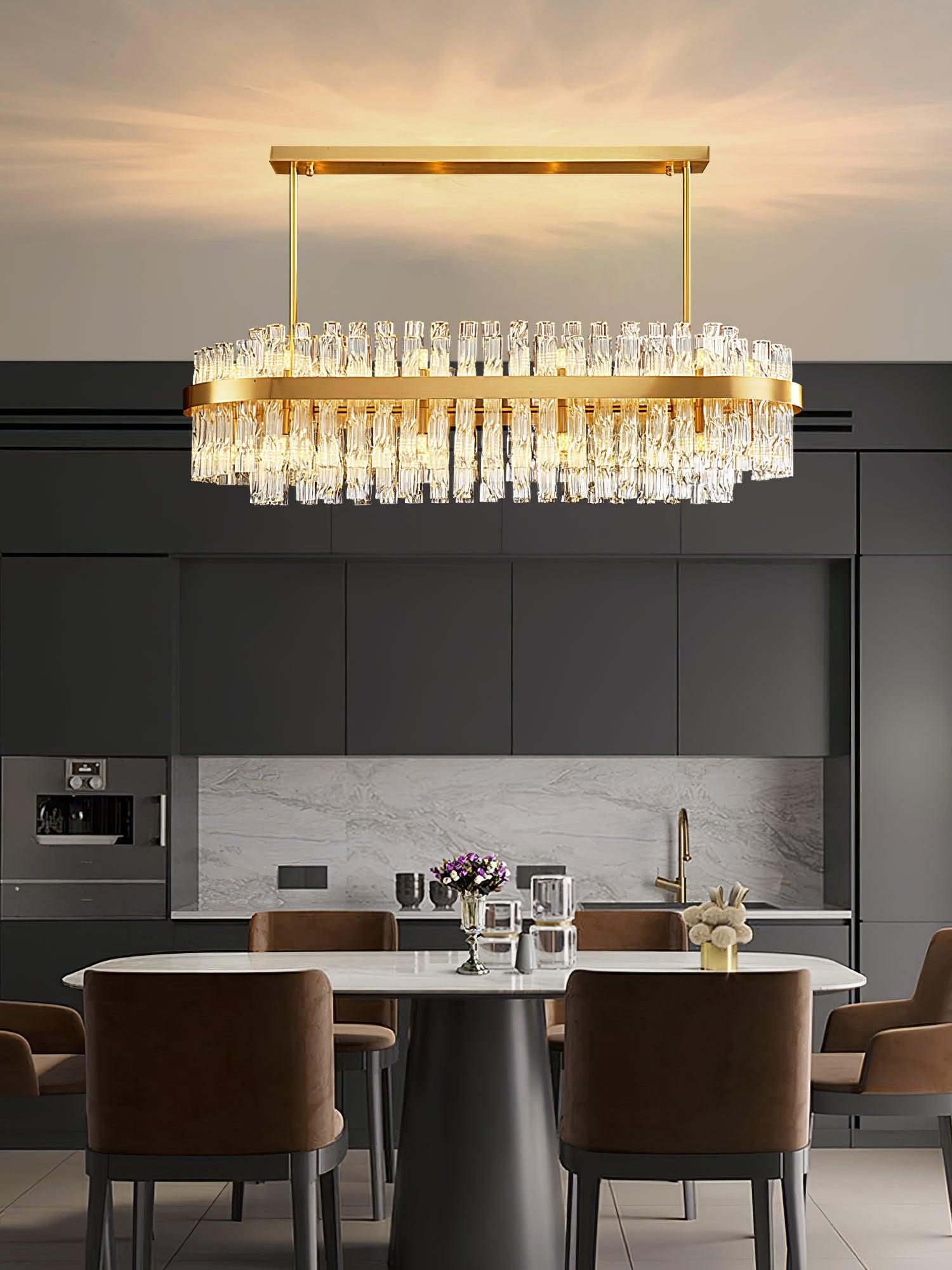 Gold & Clear Rod Chandelier - Letslighting