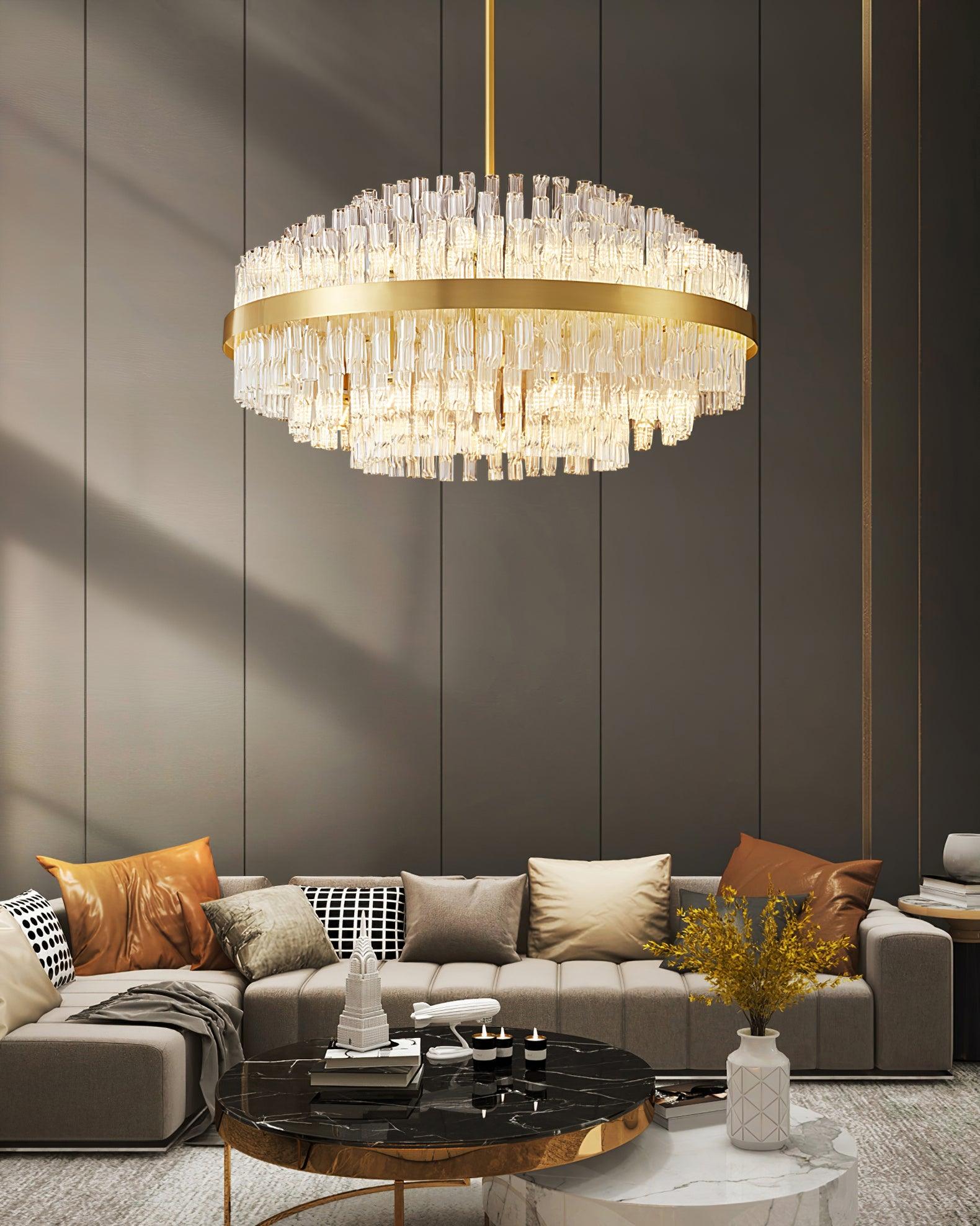 Gold & Clear Rod Chandelier - Letslighting