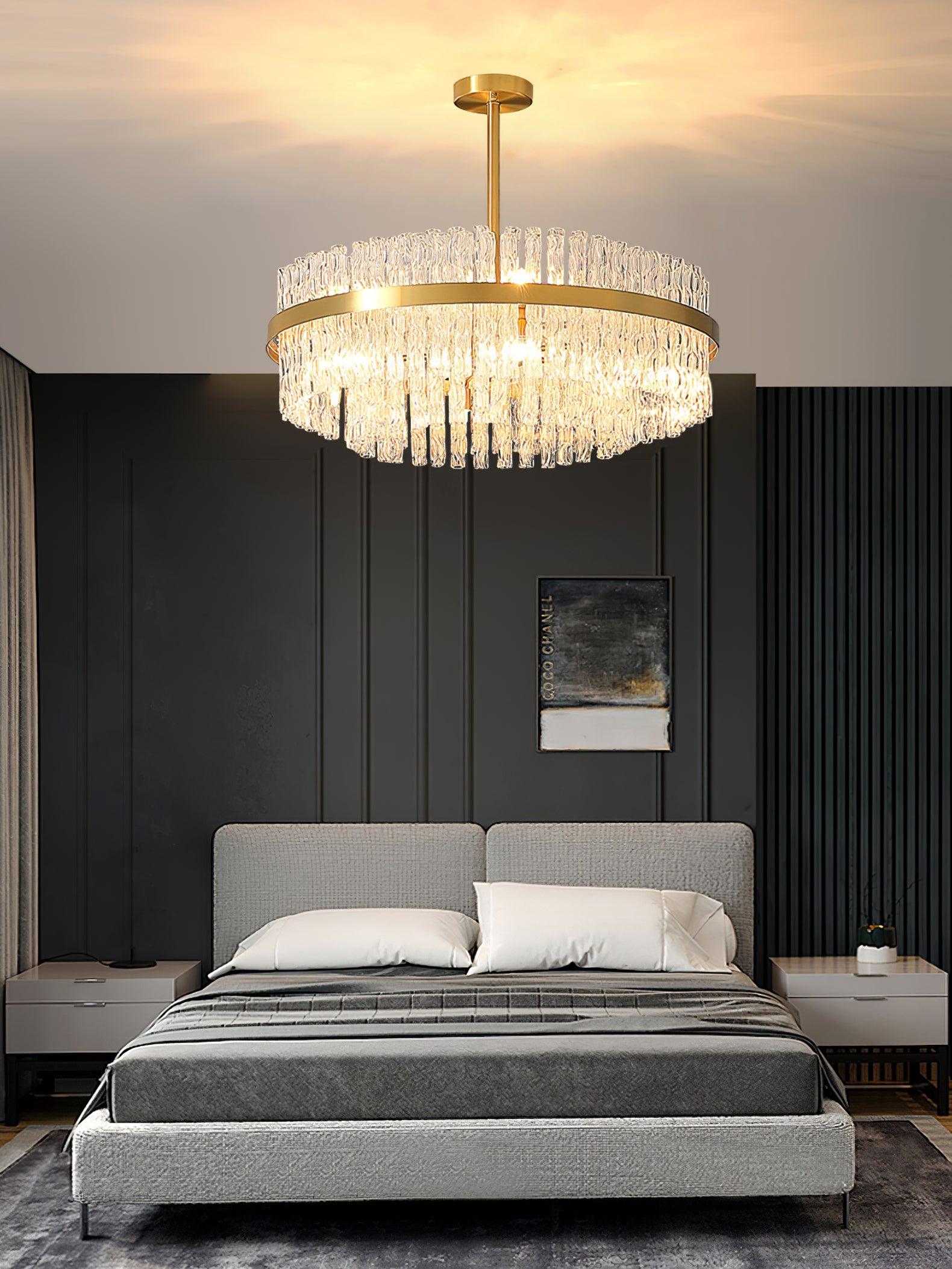 Gold & Clear Rod Chandelier - Letslighting