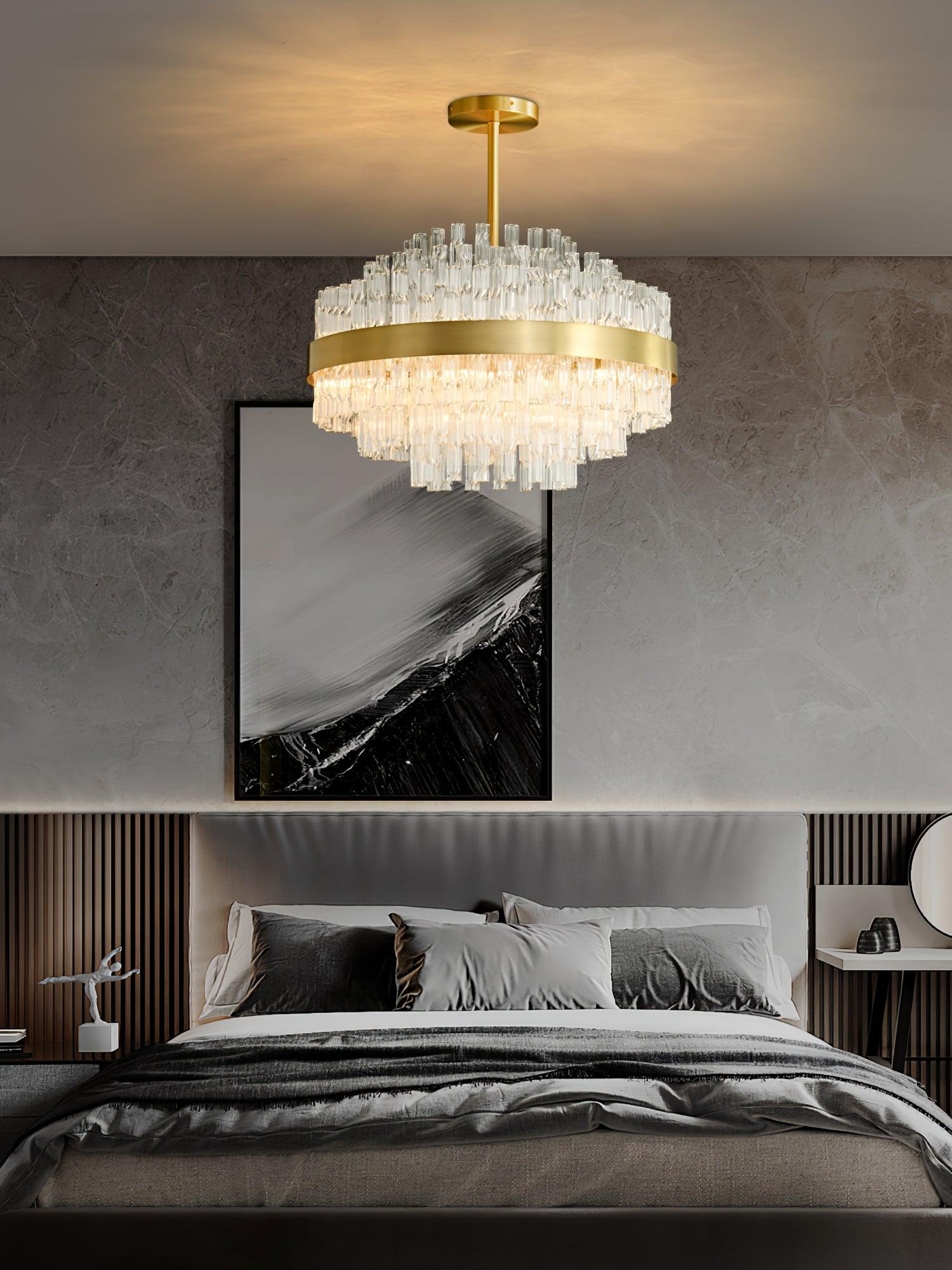 Gold & Clear Rod Chandelier - Letslighting