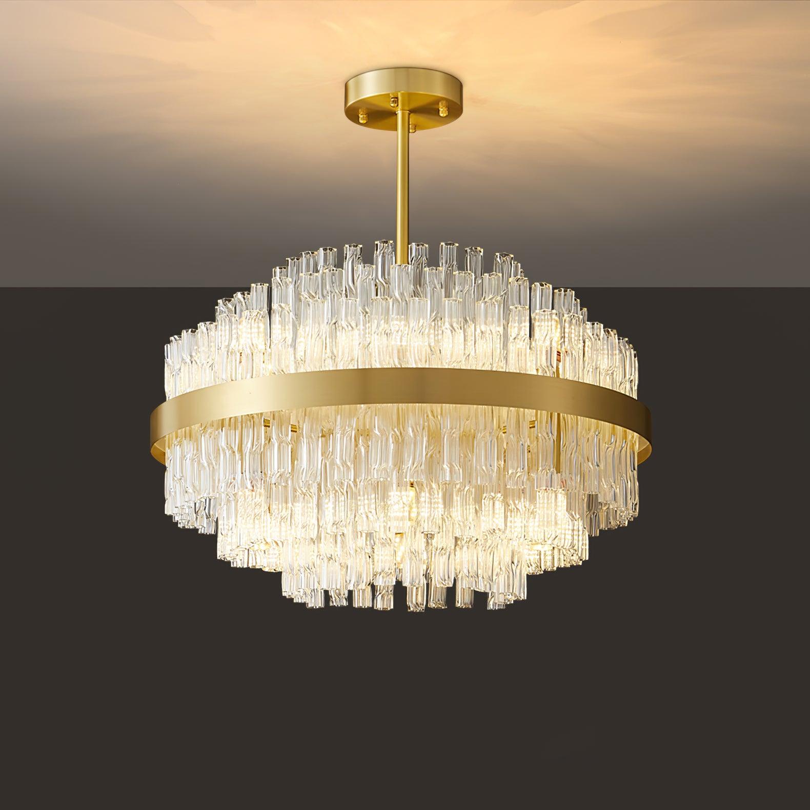 Gold & Clear Rod Chandelier - Letslighting