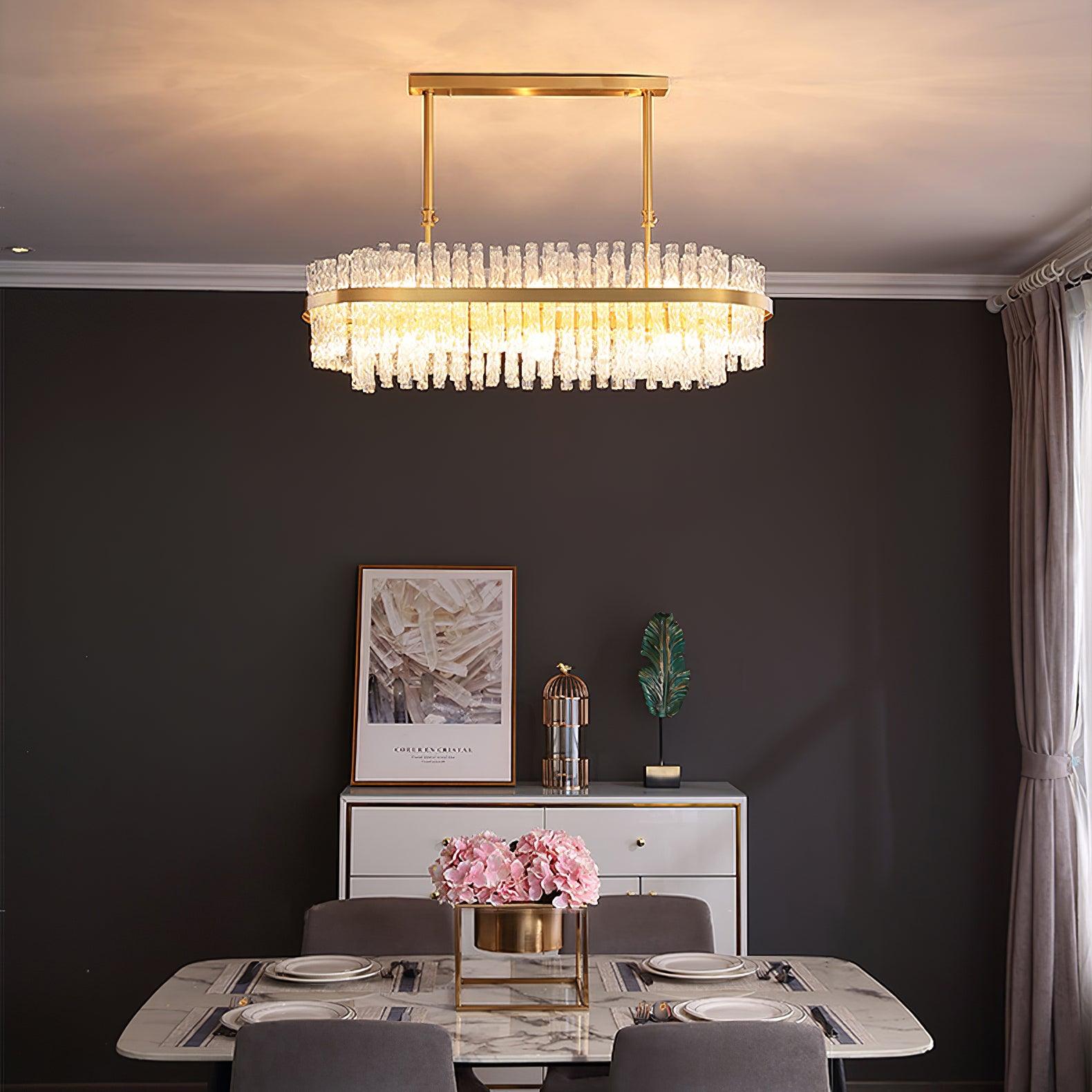 Gold & Clear Rod Chandelier - Letslighting
