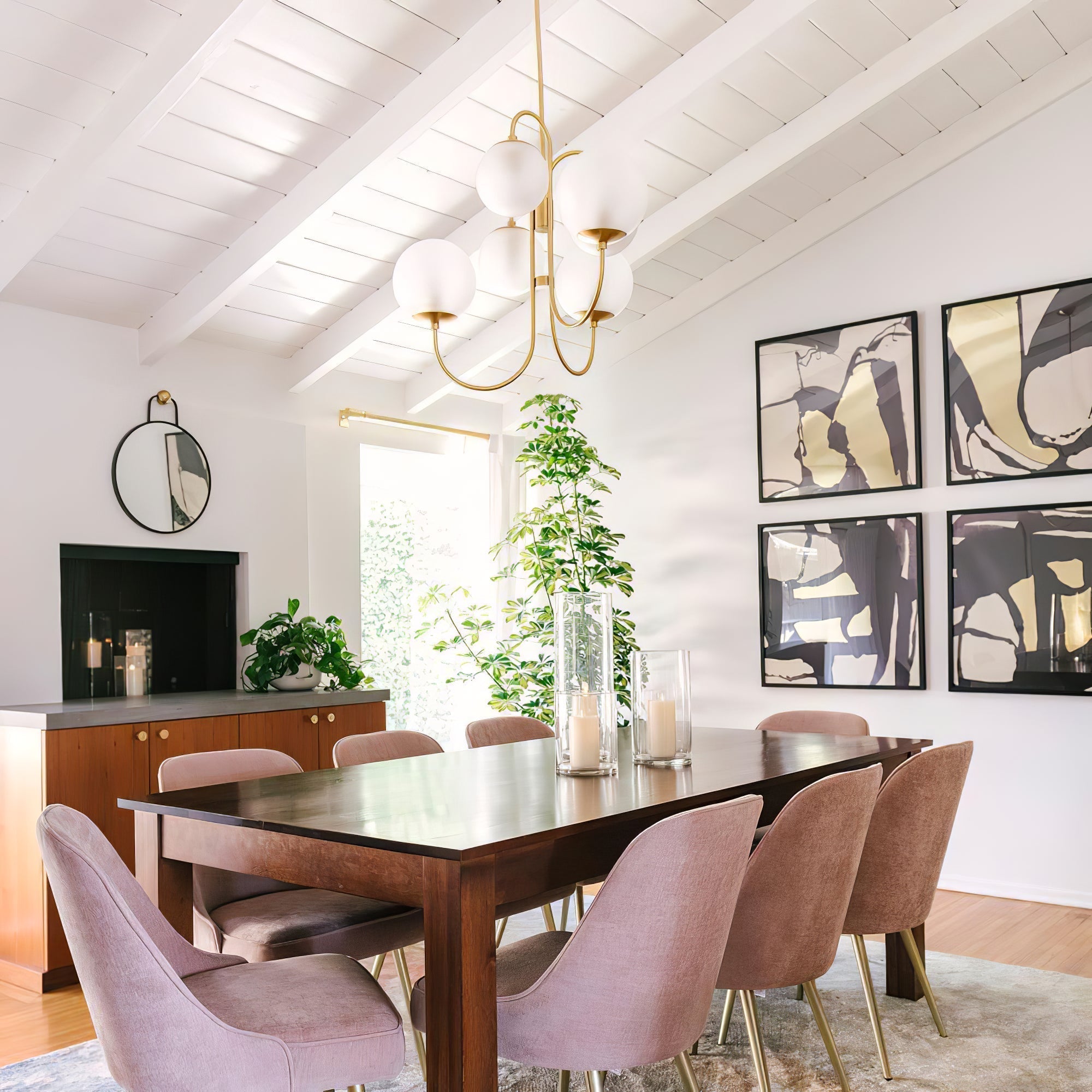 Zathaor Individual Creativity Metal Glass Chandelier - Lamp Copper