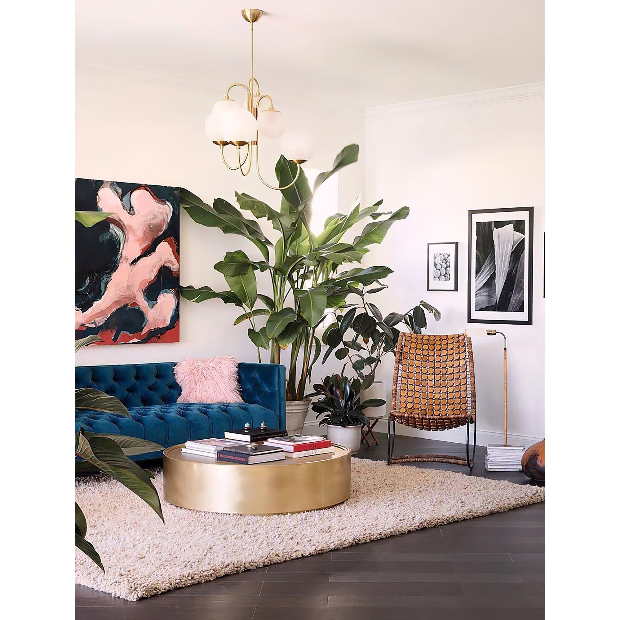 Zathaor Individual Creativity Metal Glass Chandelier - Lamp Copper