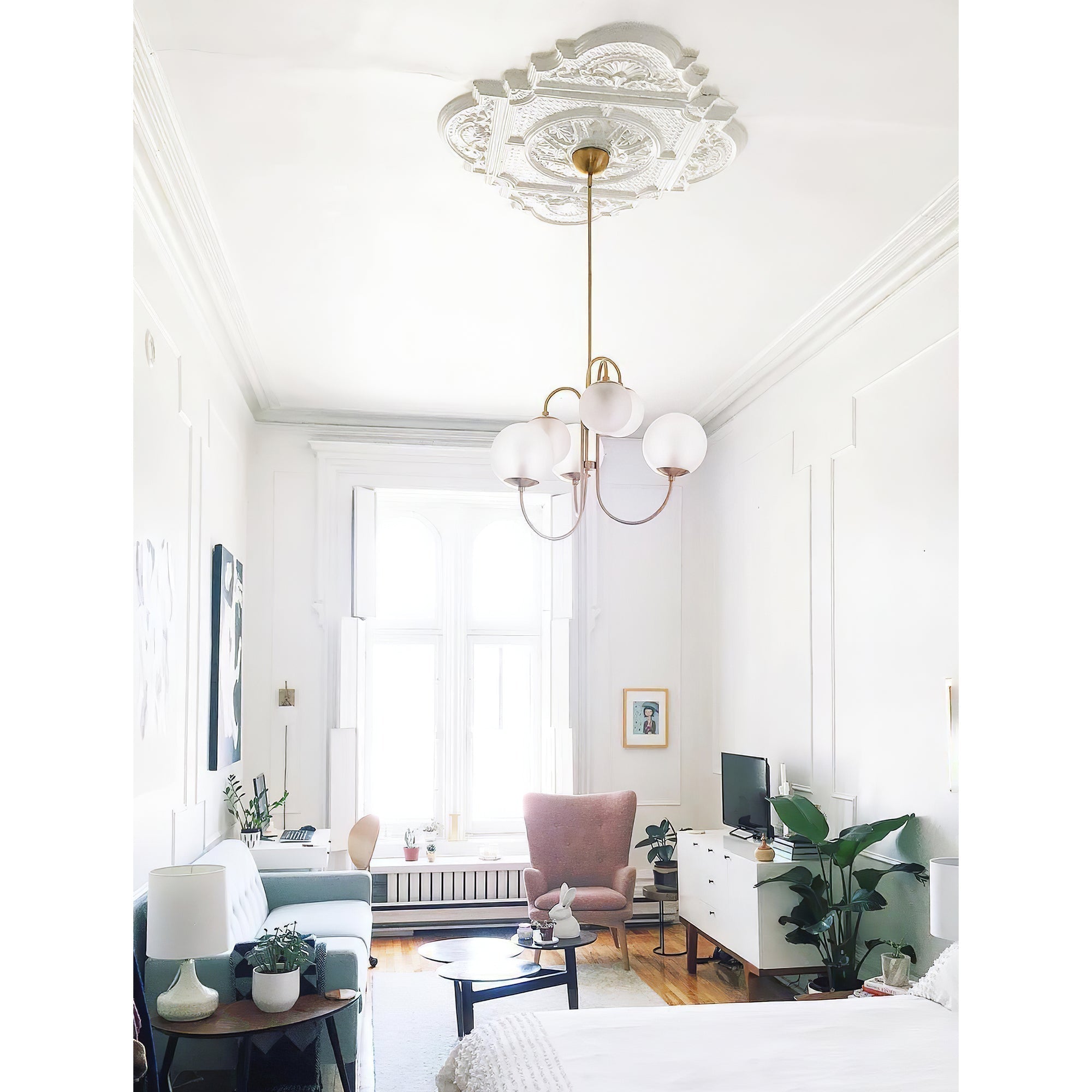 Zathaor Individual Creativity Metal Glass Chandelier - Lamp Copper