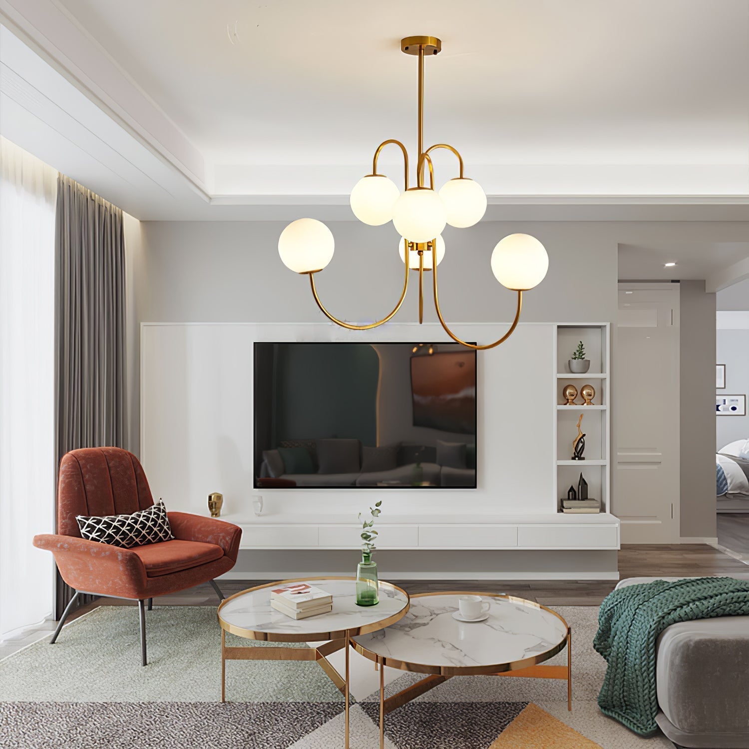 Zathaor Individual Creativity Metal Glass Chandelier - Lamp Copper