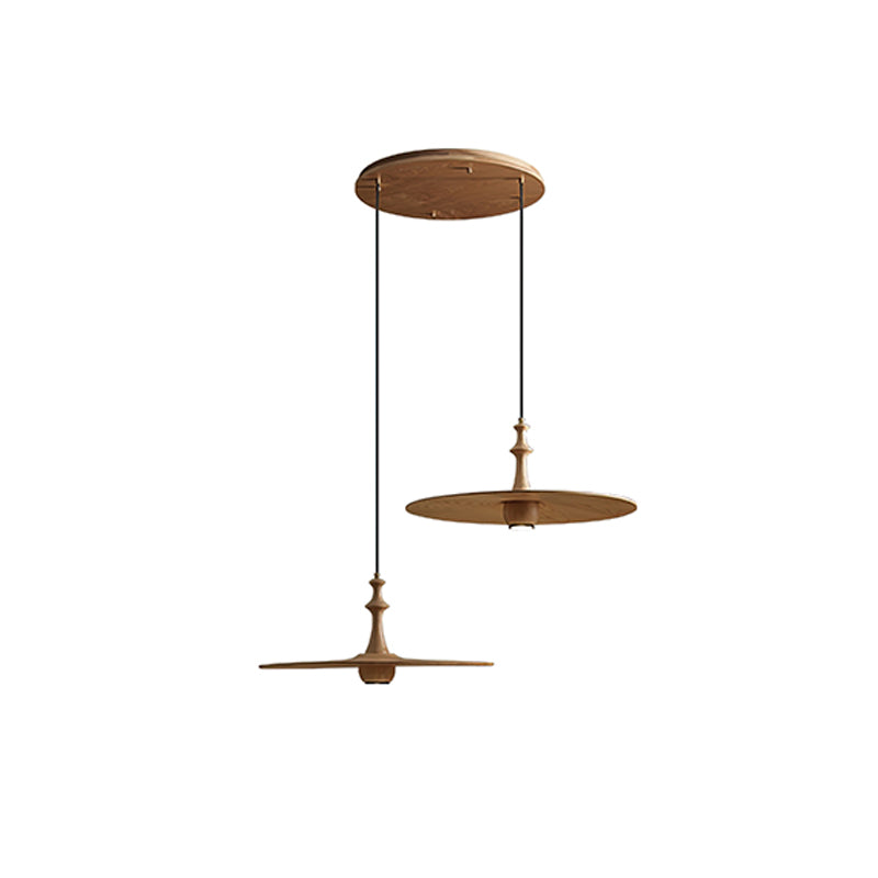 Syrinyra Sculptural Wood Disc Pendant Light - Letslighting