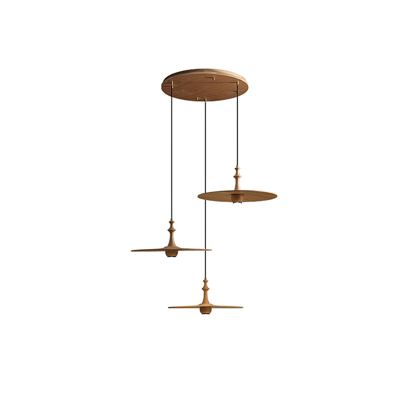 Syrinyra Sculptural Wood Disc Pendant Light - Letslighting