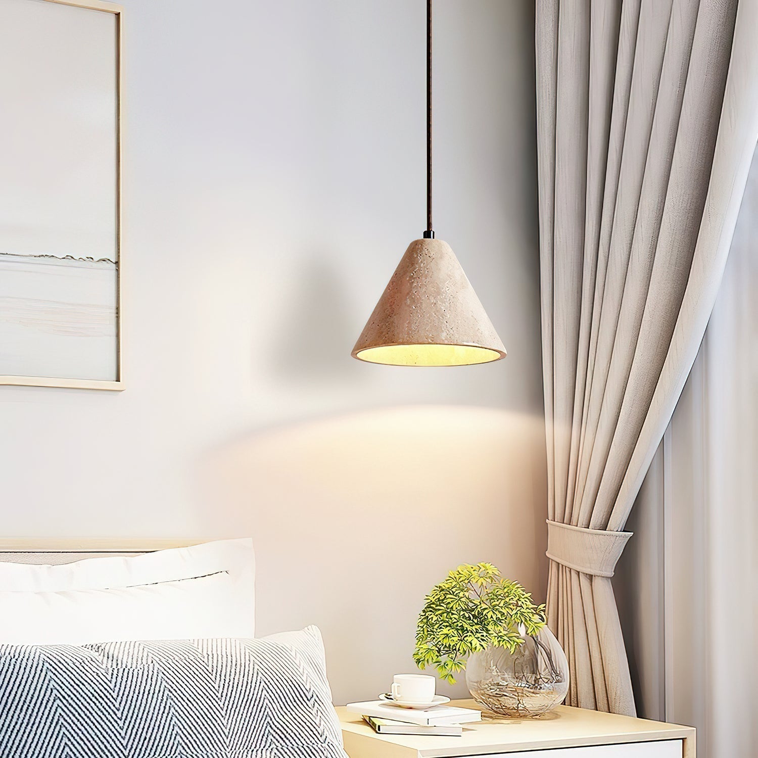 Cezoriel Conical Travertine Pendant Light - Letslighting
