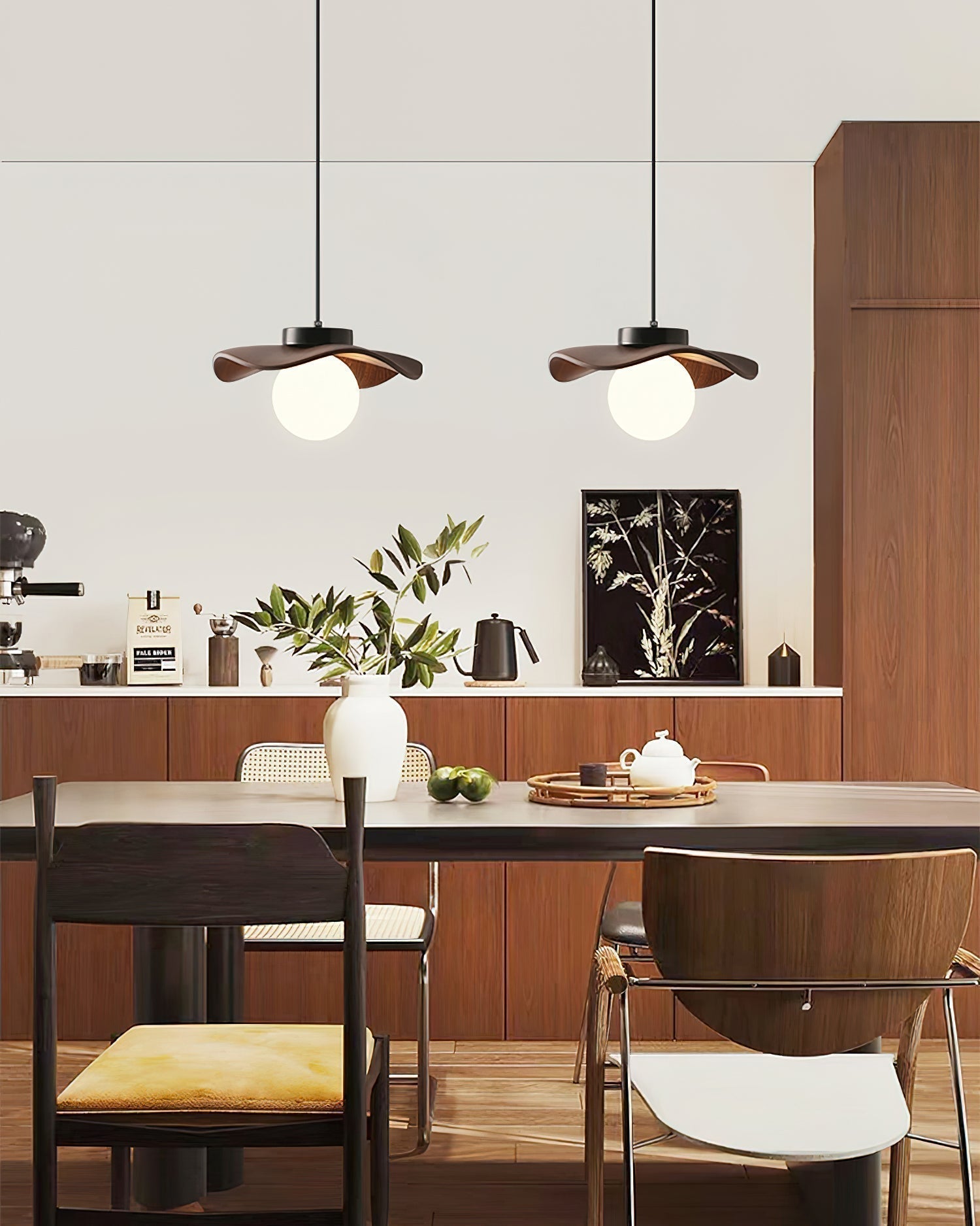 Pendant Lamp Glass and Metal Wavy Shade Sculptural Minimalist Accent - Letslighting