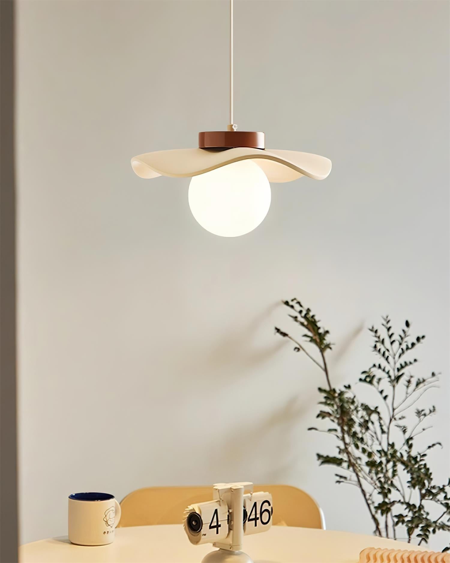 Pendant Lamp Glass and Metal Wavy Shade Sculptural Minimalist Accent - Letslighting
