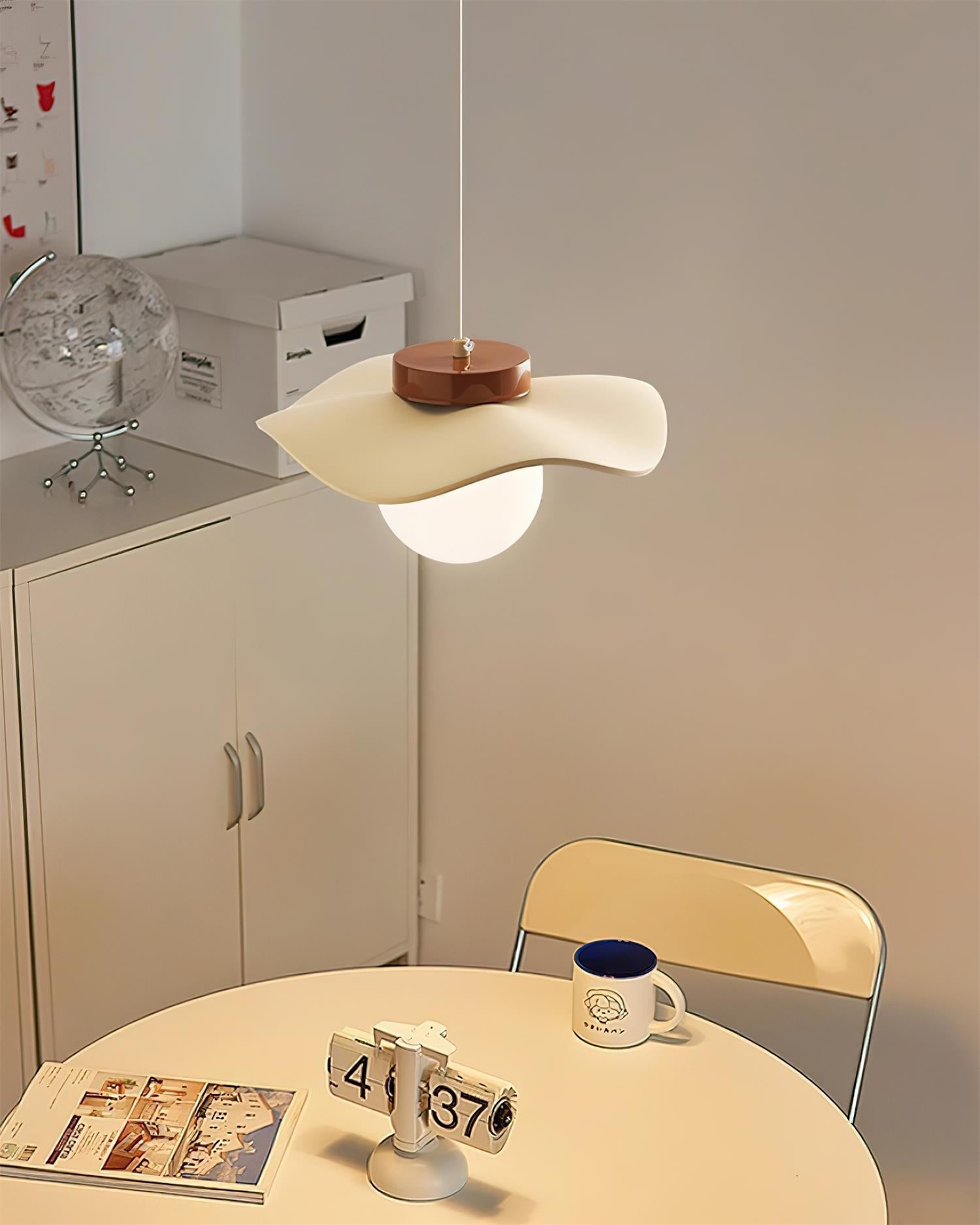 Pendant Lamp Glass and Metal Wavy Shade Sculptural Minimalist Accent - Letslighting