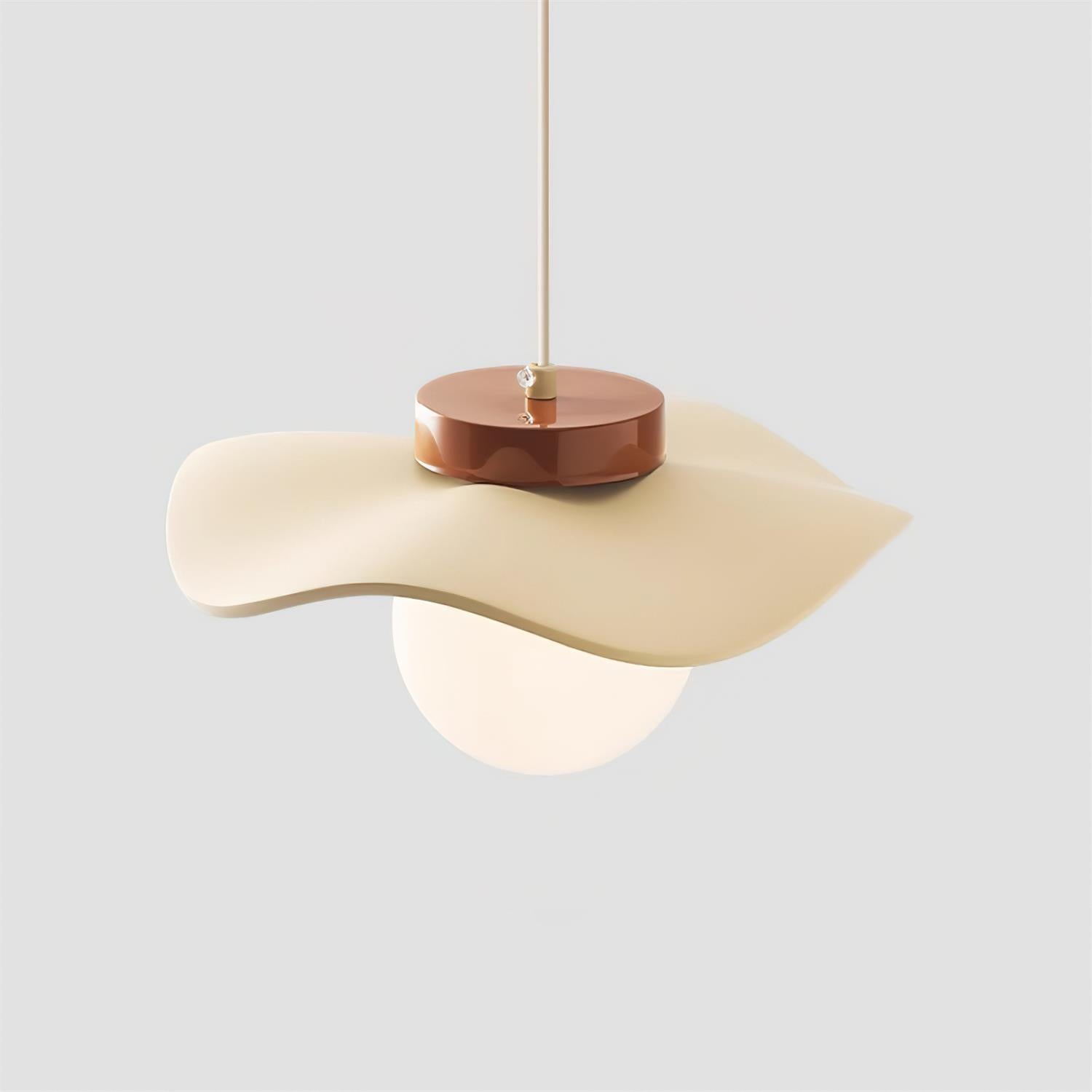 Pendant Lamp Glass and Metal Wavy Shade Sculptural Minimalist Accent - Letslighting