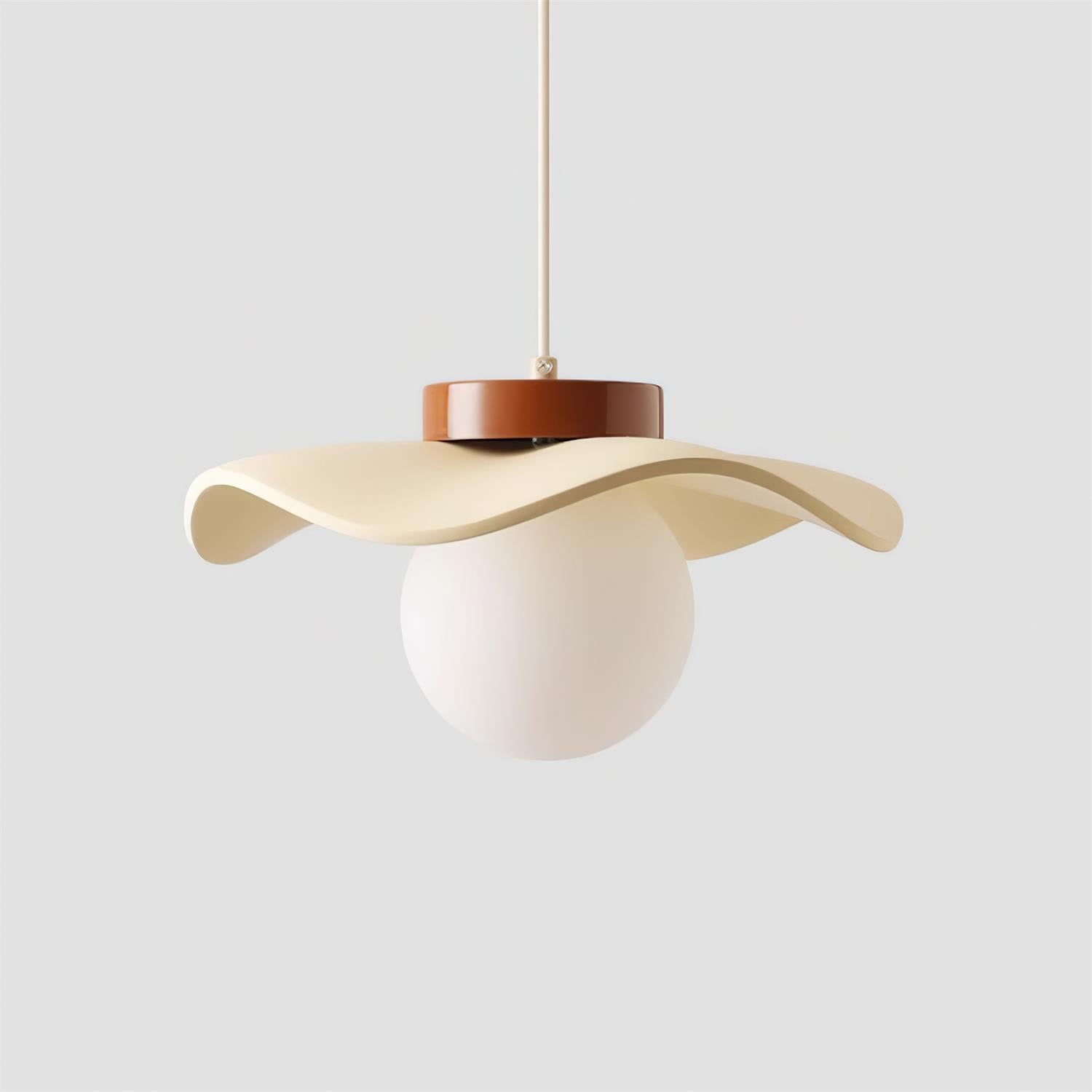 Pendant Lamp Glass and Metal Wavy Shade Sculptural Minimalist Accent - Letslighting