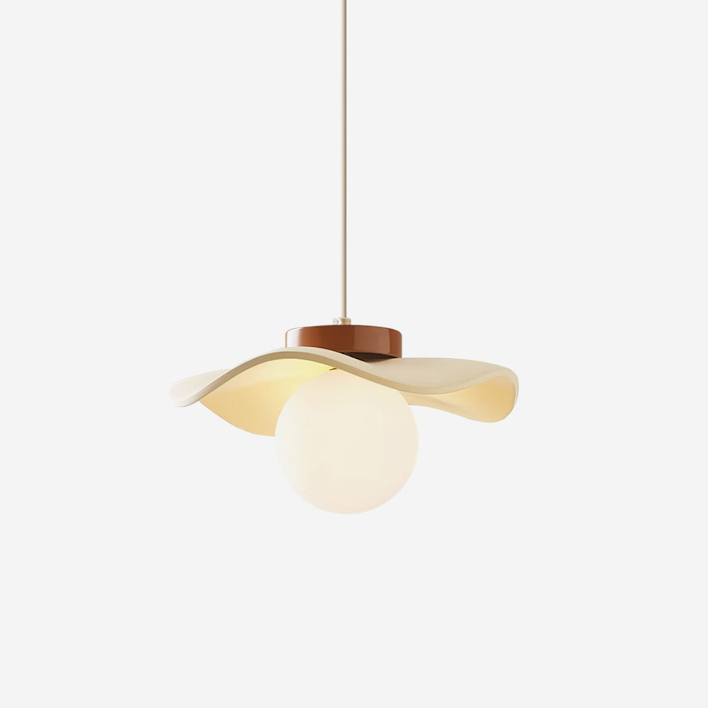 Pendant Lamp Glass and Metal Wavy Shade Sculptural Minimalist Accent - Letslighting