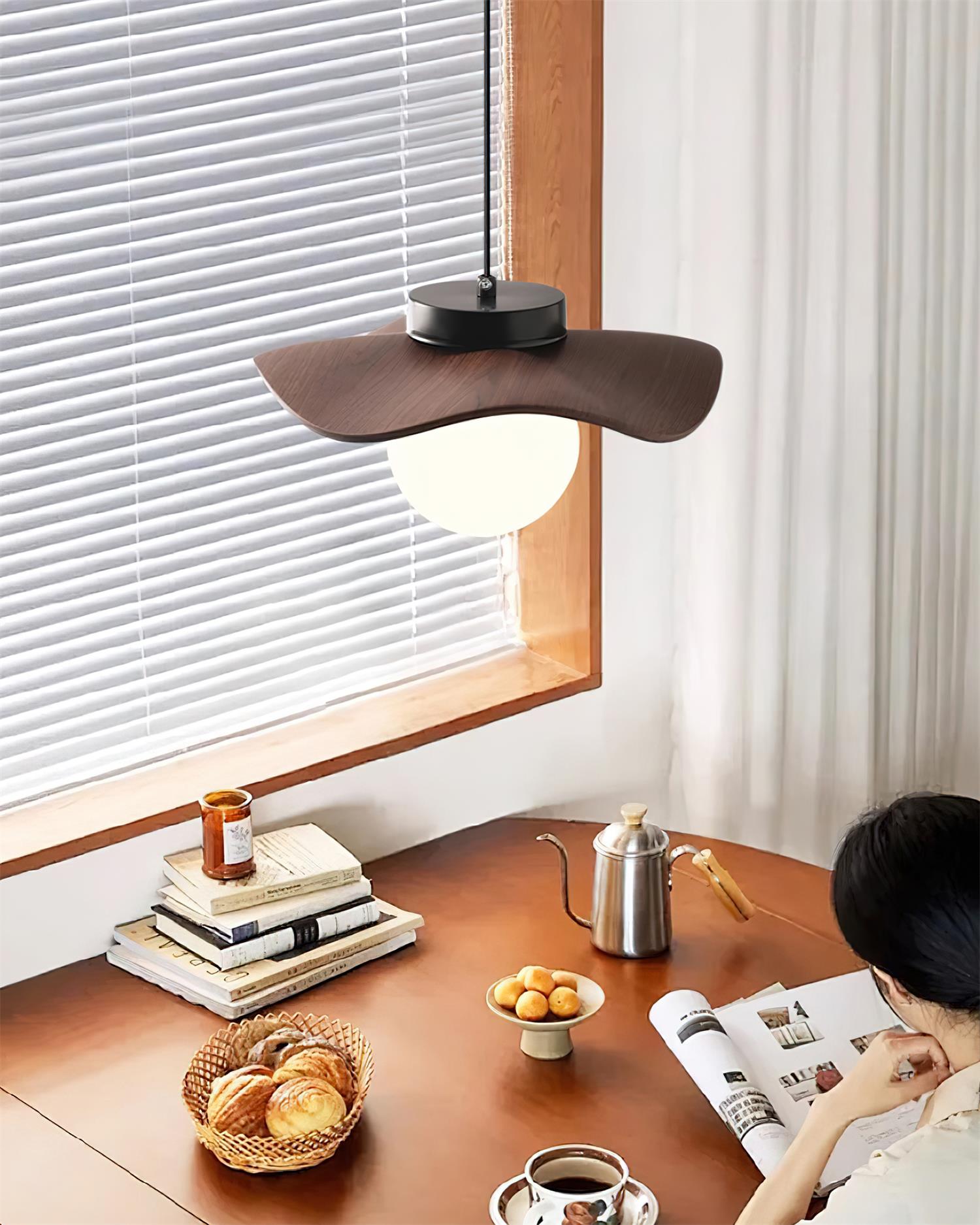 Pendant Lamp Glass and Metal Wavy Shade Sculptural Minimalist Accent - Letslighting