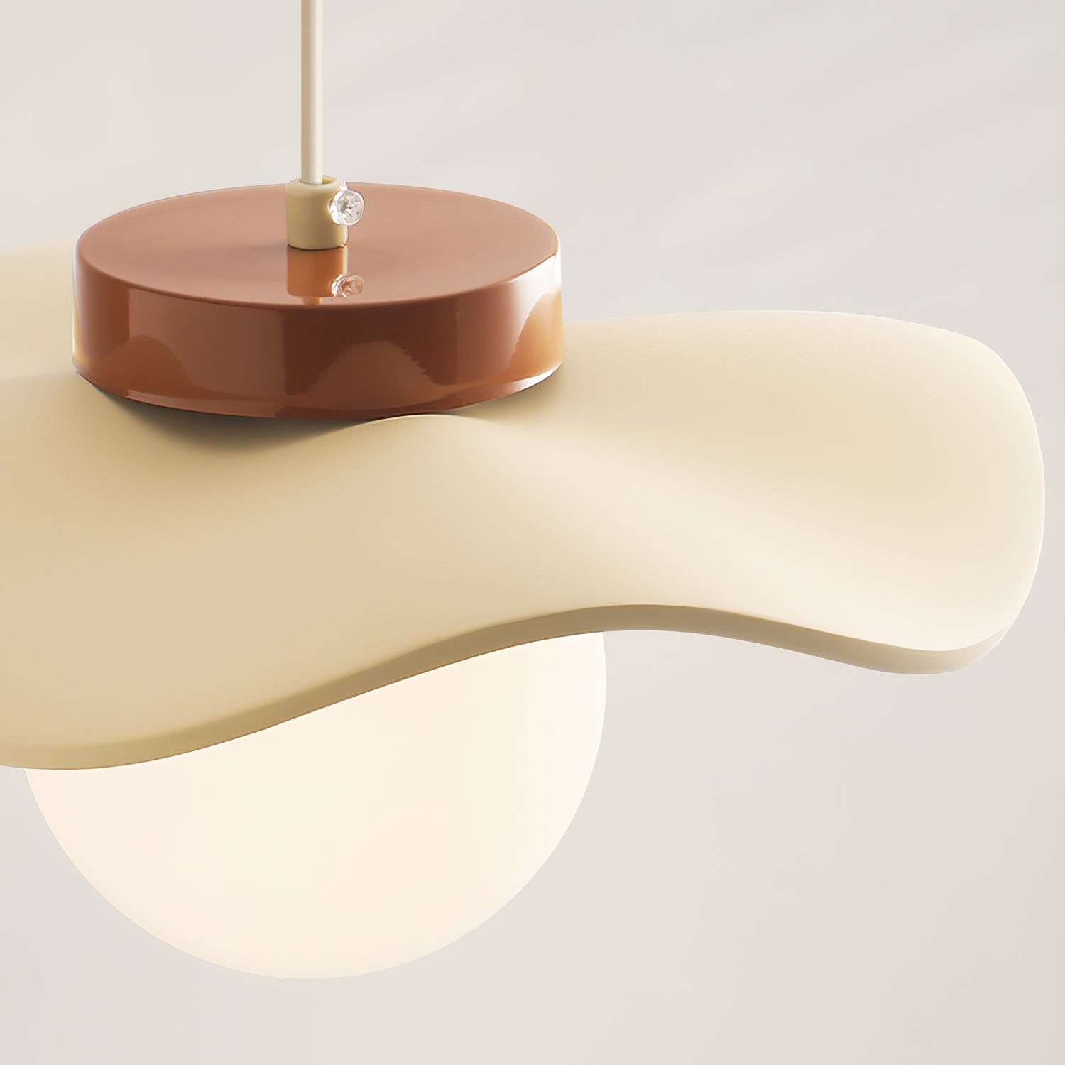 Pendant Lamp Glass and Metal Wavy Shade Sculptural Minimalist Accent - Letslighting