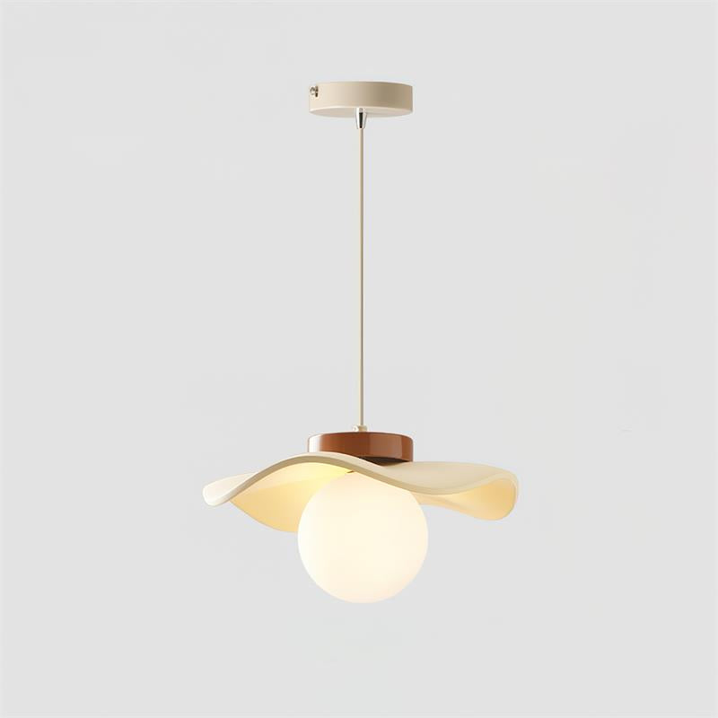 Pendant Lamp Glass and Metal Wavy Shade Sculptural Minimalist Accent - Letslighting