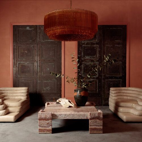 Aurora Chandelier Amber Drum Glass - Letslighting