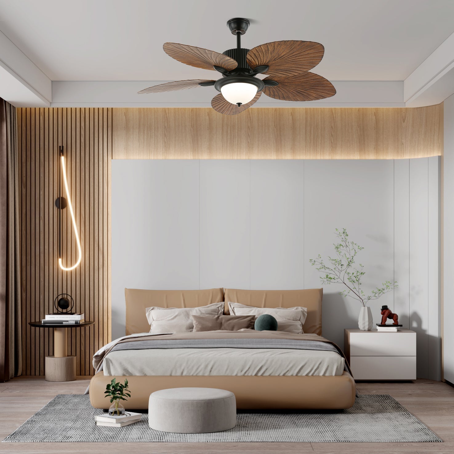 Ventilador de Techo Tropical Virel de Madera con Luz, Modelo C, 42 pulgadas de diámetro