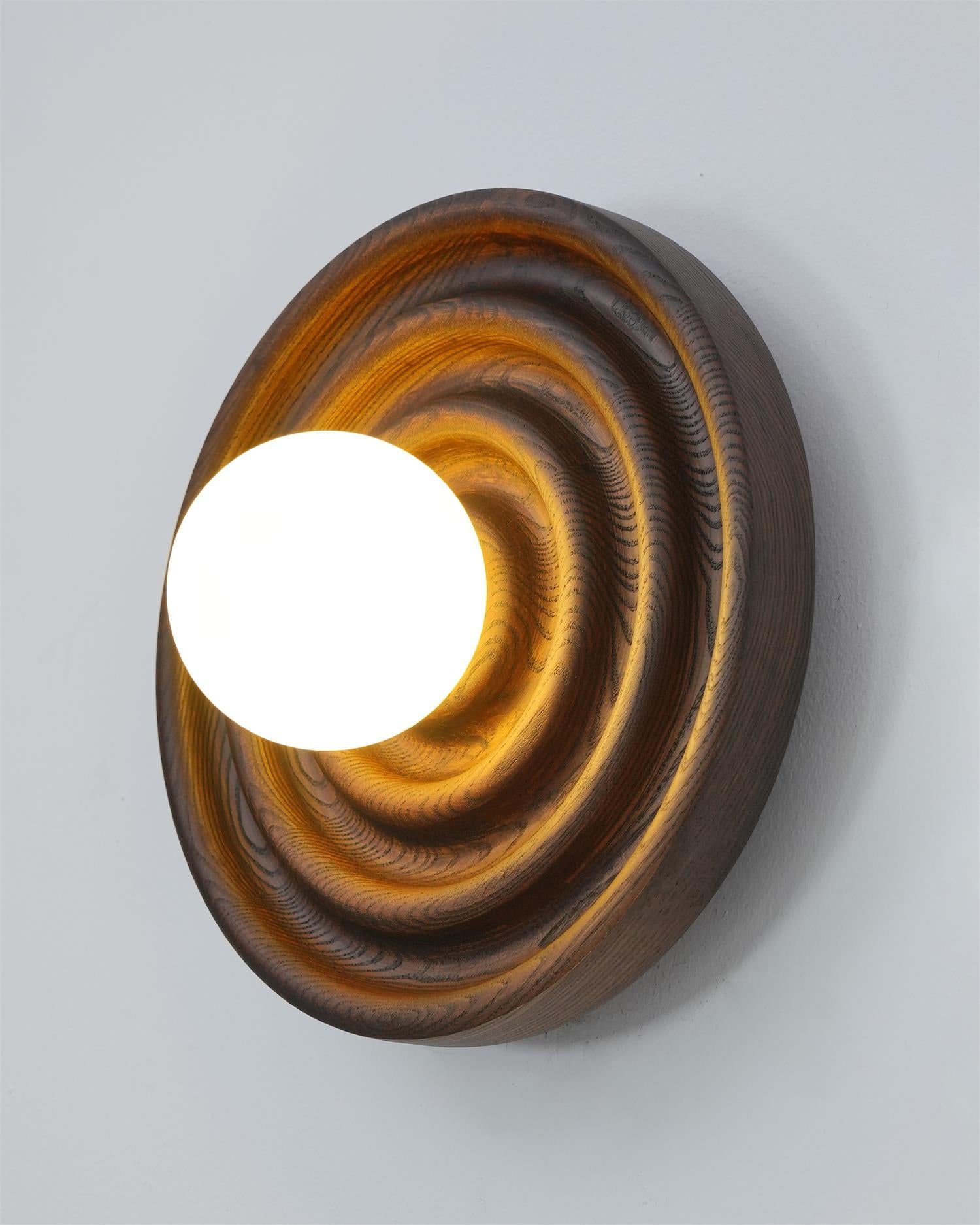 Wall Lamp Ripple with Ash Wood Body and Glass Globe Shade - Letslighting