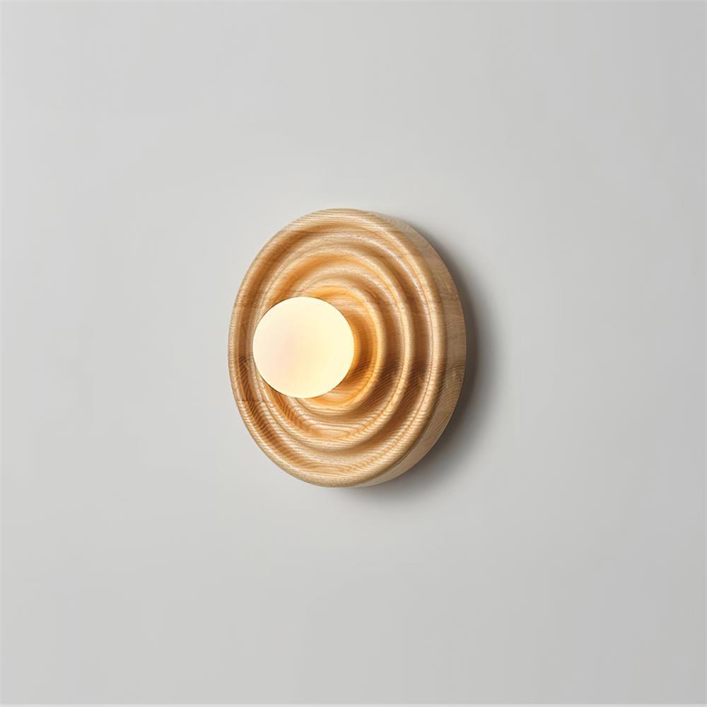 Wall Lamp Ripple with Ash Wood Body and Glass Globe Shade - Letslighting