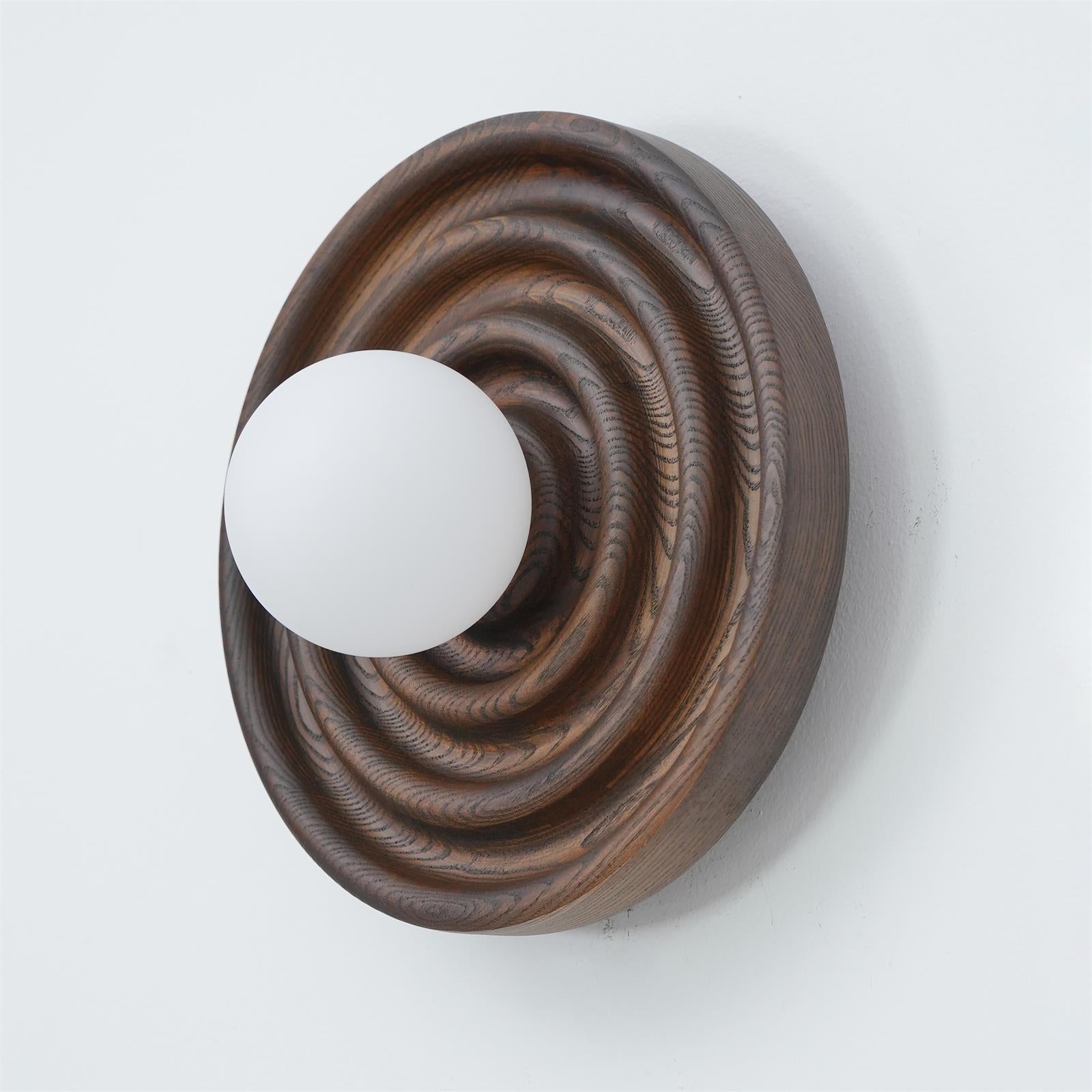 Wall Lamp Ripple with Ash Wood Body and Glass Globe Shade - Letslighting
