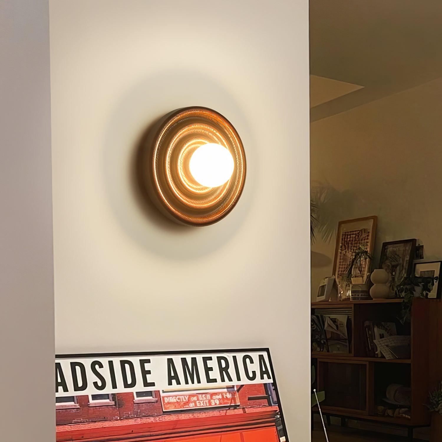 Wall Lamp Ripple with Ash Wood Body and Glass Globe Shade - Letslighting