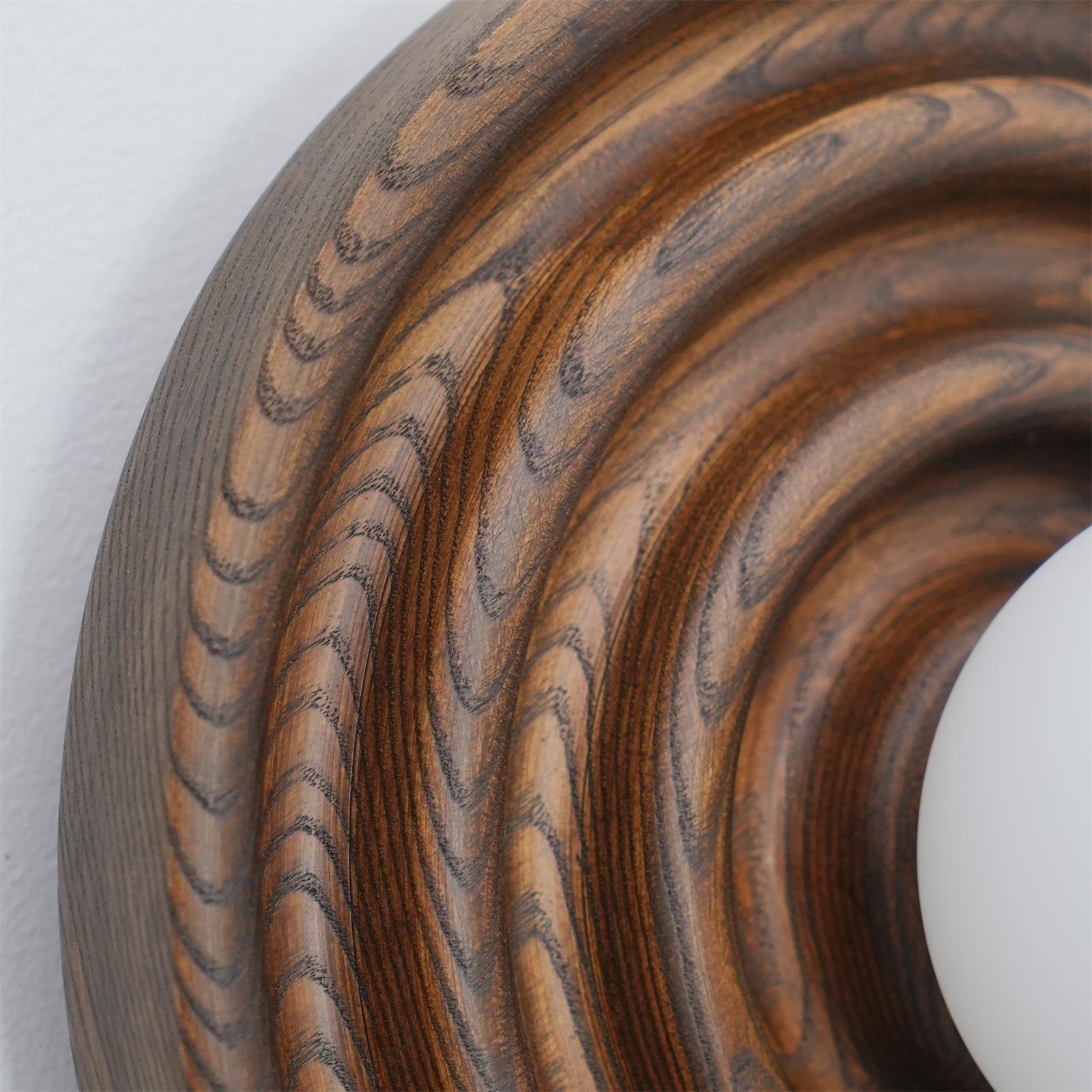 Wall Lamp Ripple with Ash Wood Body and Glass Globe Shade - Letslighting