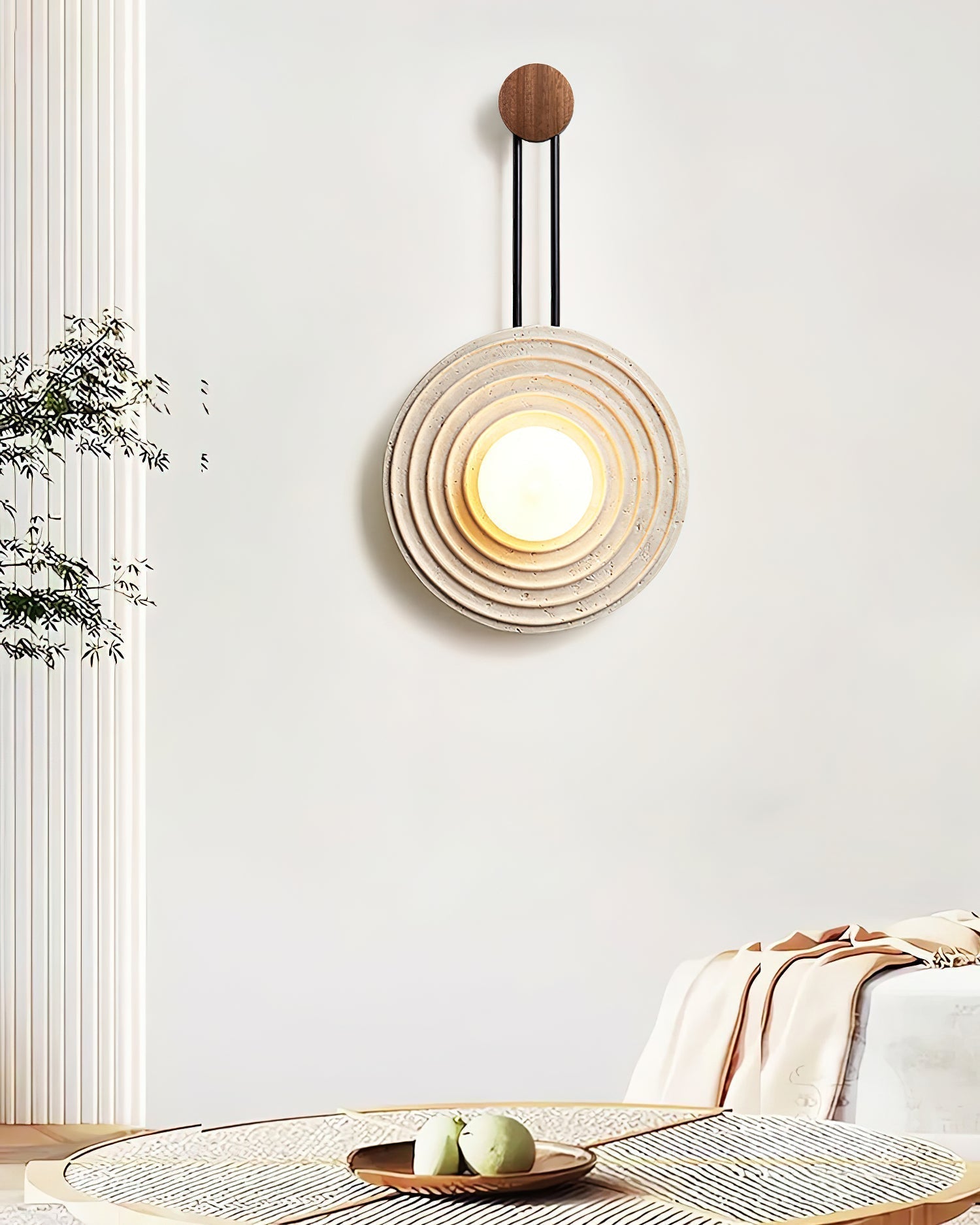 Isoror Spiral-Ring Travertine Wall Light - Letslighting