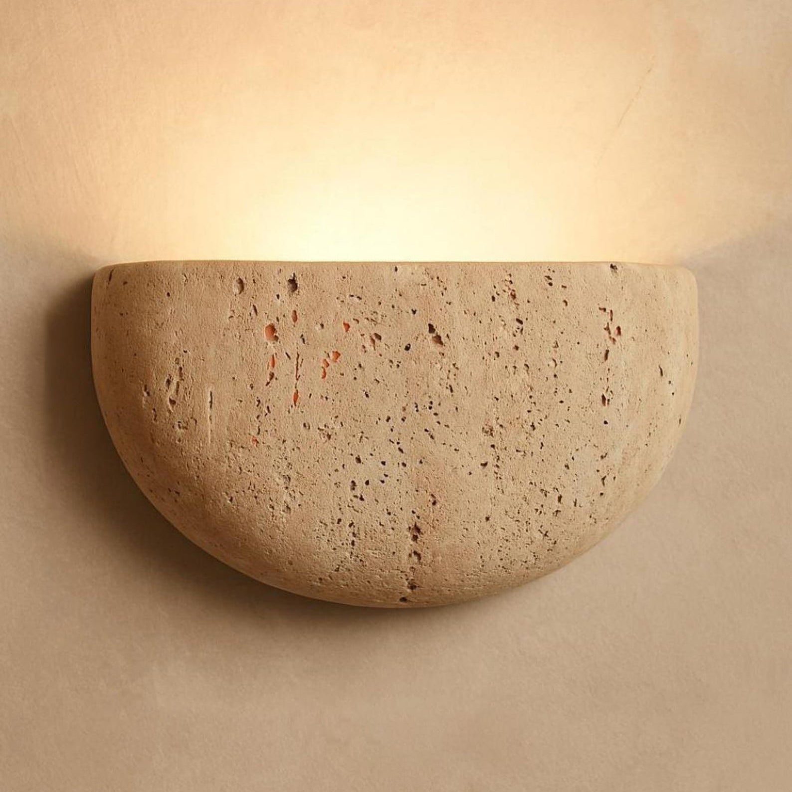 Cuvenarae Modern Minimalist Moon Travertine Wall Lamp - Lamp Copper