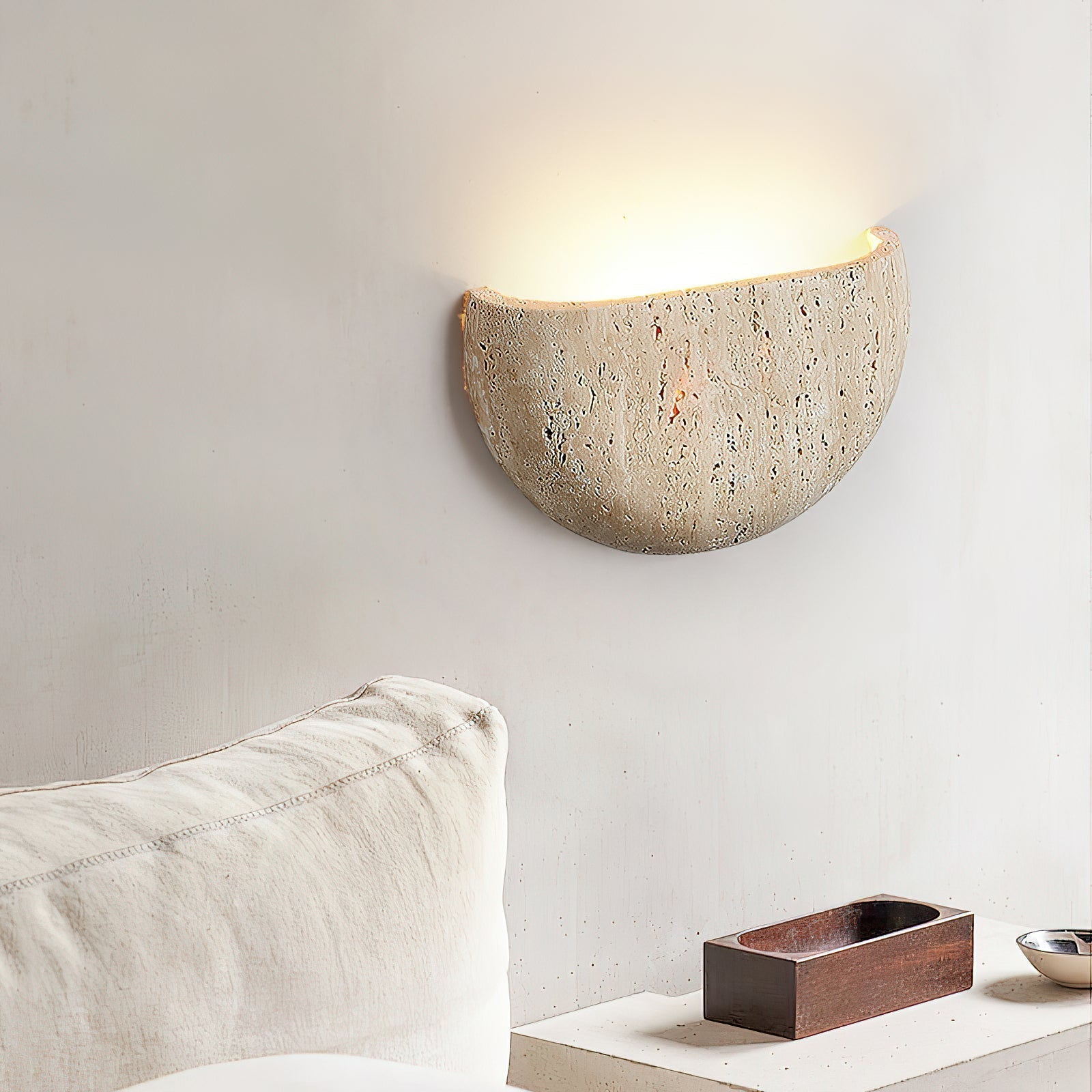 Cuvenarae Modern Minimalist Moon Travertine Wall Lamp - Lamp Copper