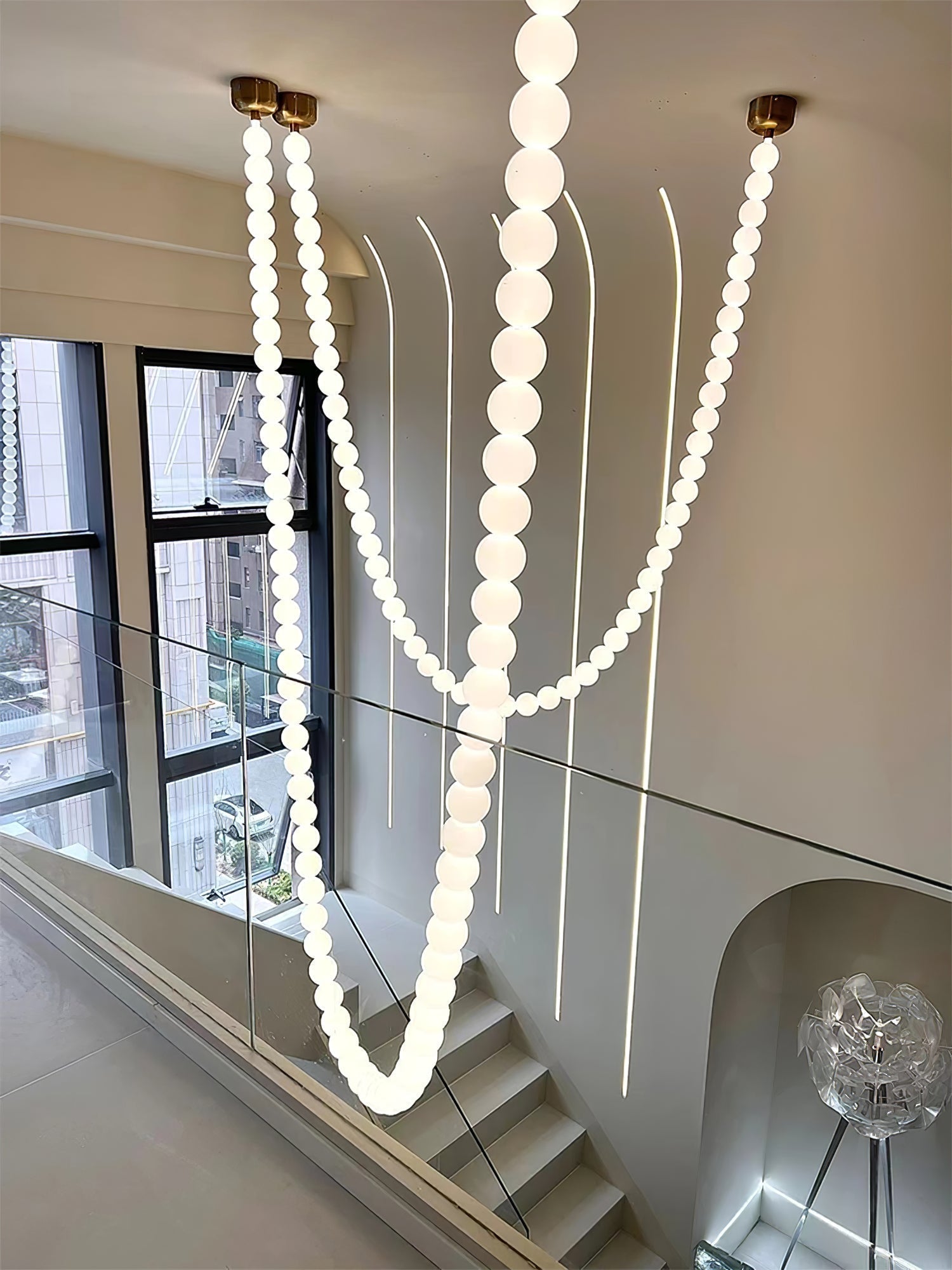 PearlCascade Glass Bead Chandelier - Letslighting