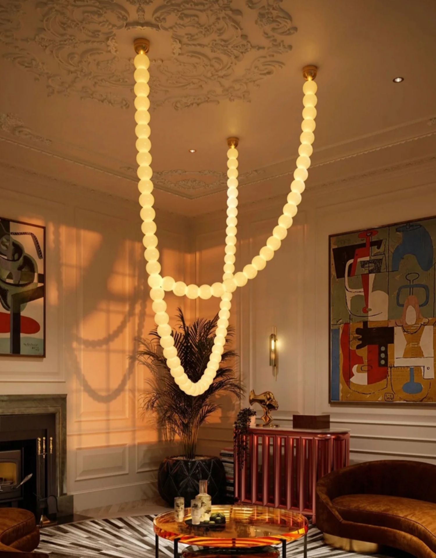 PearlCascade Glass Bead Chandelier - Letslighting