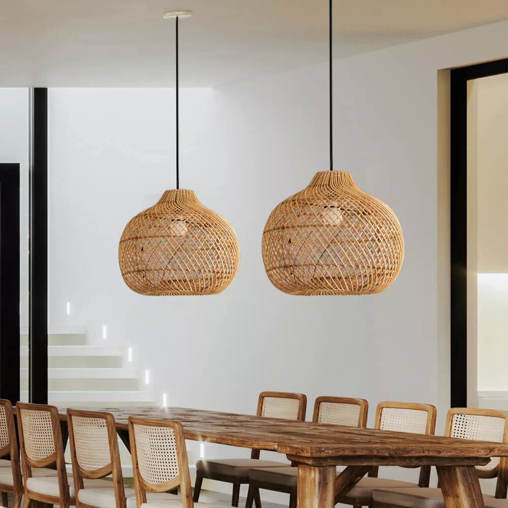 Ritta Diseño Artesanal LED Lámpara Colgante Ratán Dormitorio/Estudio