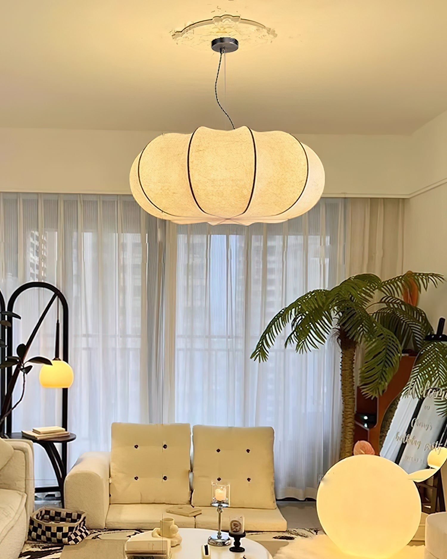 Oblate Silk Pendant Lamp - Letslighting
