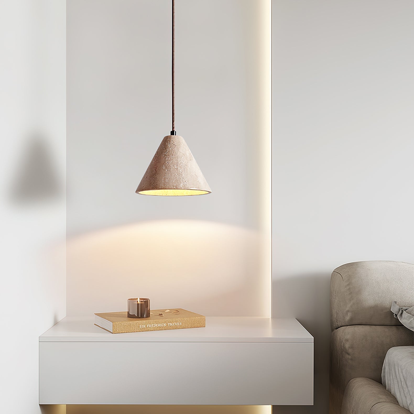 Vaelior Dome Shade Travertine Pendant Light - Letslighting