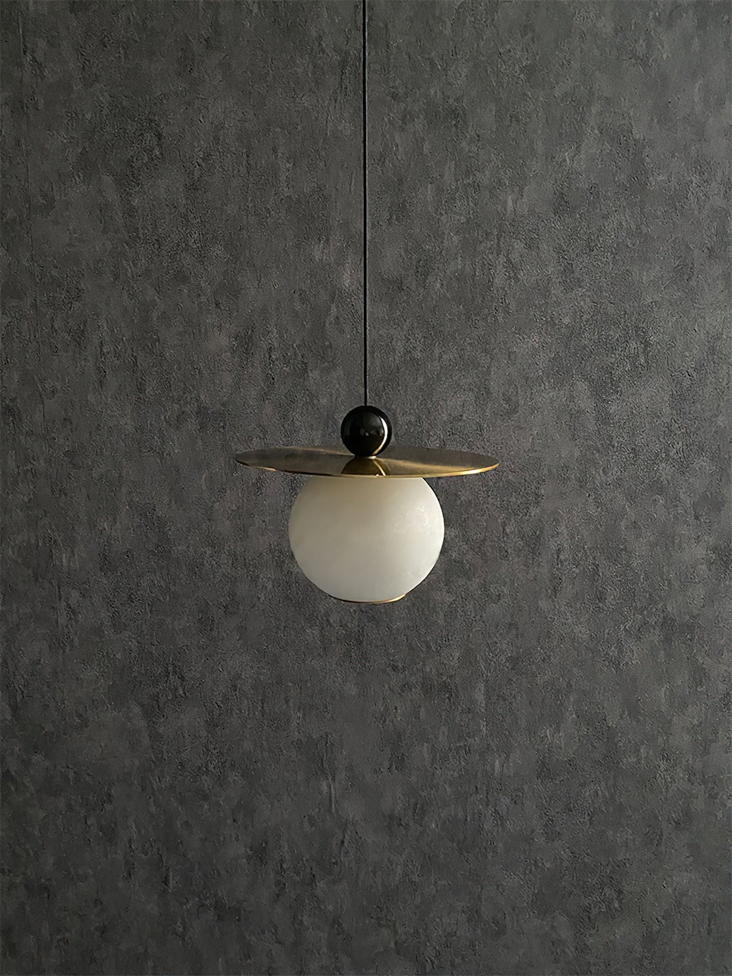 Alvarel Modern Minimalist Cord Brass Alabaster Pendant Light - Lamp Copper