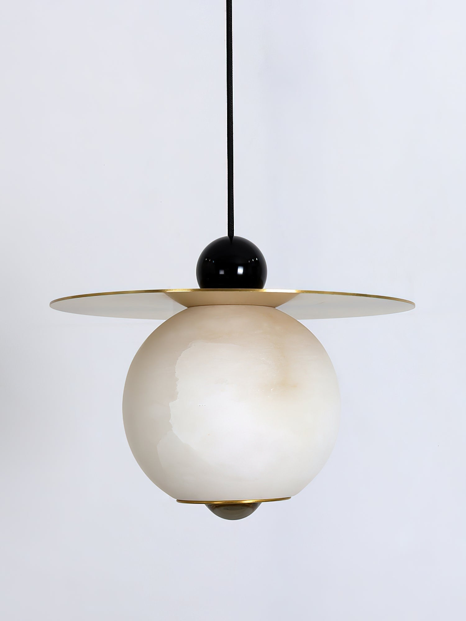 Alvarel Modern Minimalist Cord Brass Alabaster Pendant Light - Lamp Copper