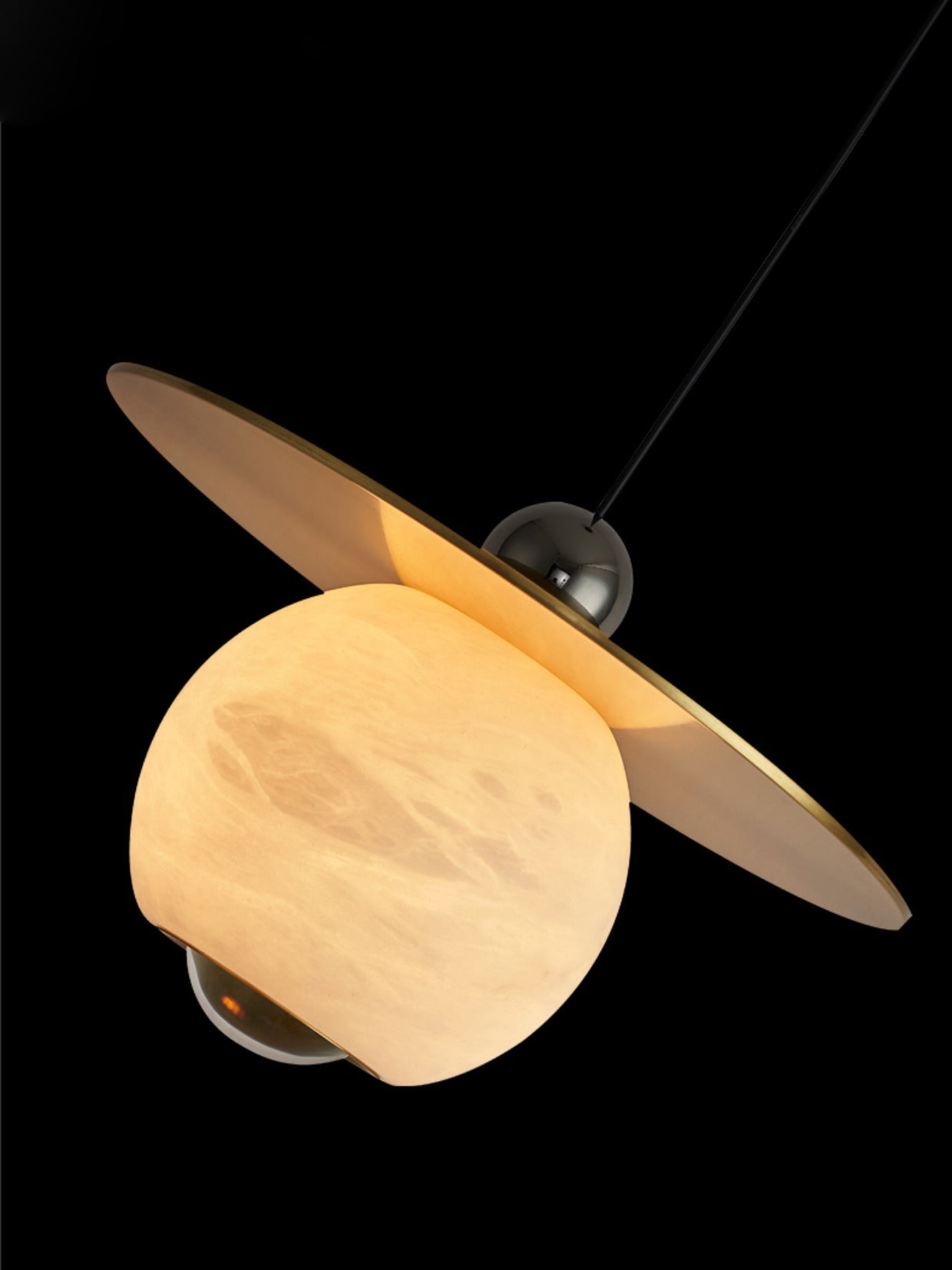 Alvarel Modern Minimalist Cord Brass Alabaster Pendant Light - Lamp Copper