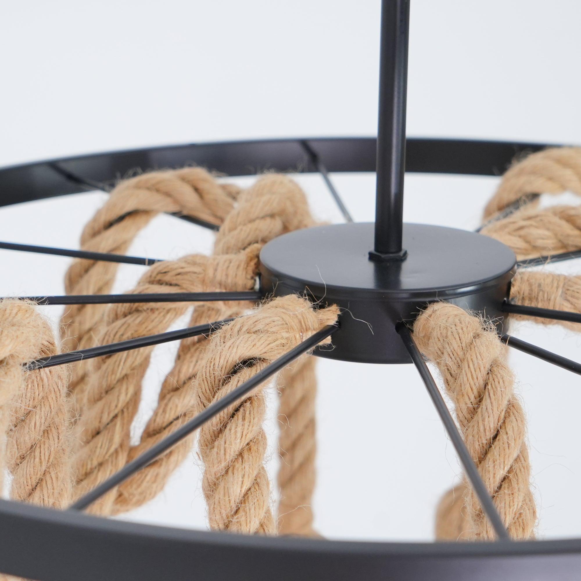 Hemp Rope Industrial Six Head Chandelier - Letslighting