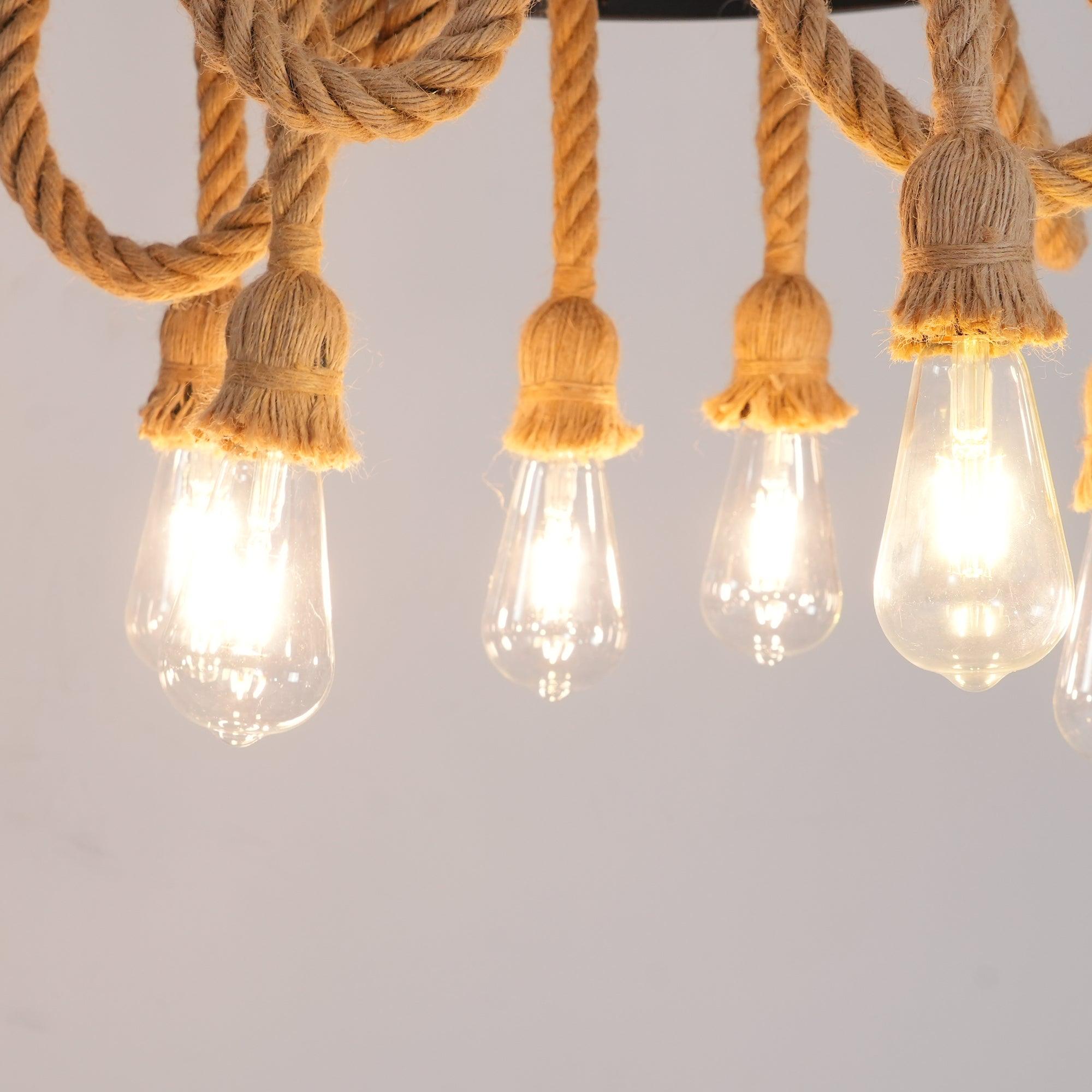 Hemp Rope Industrial Six Head Chandelier - Letslighting