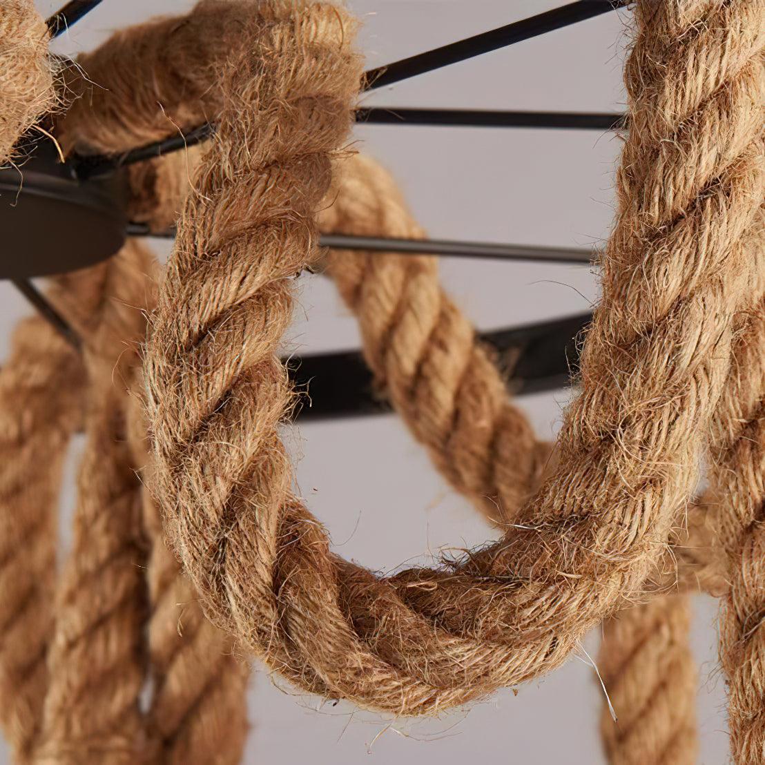 Hemp Rope Industrial Six Head Chandelier - Letslighting