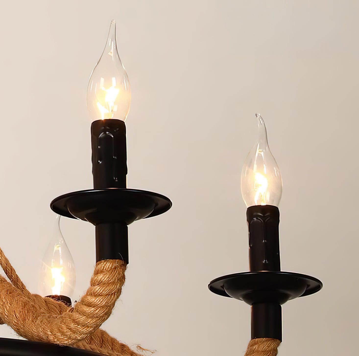 Hemp Rope Industrial Large Wheel Chandelier - Letslighting