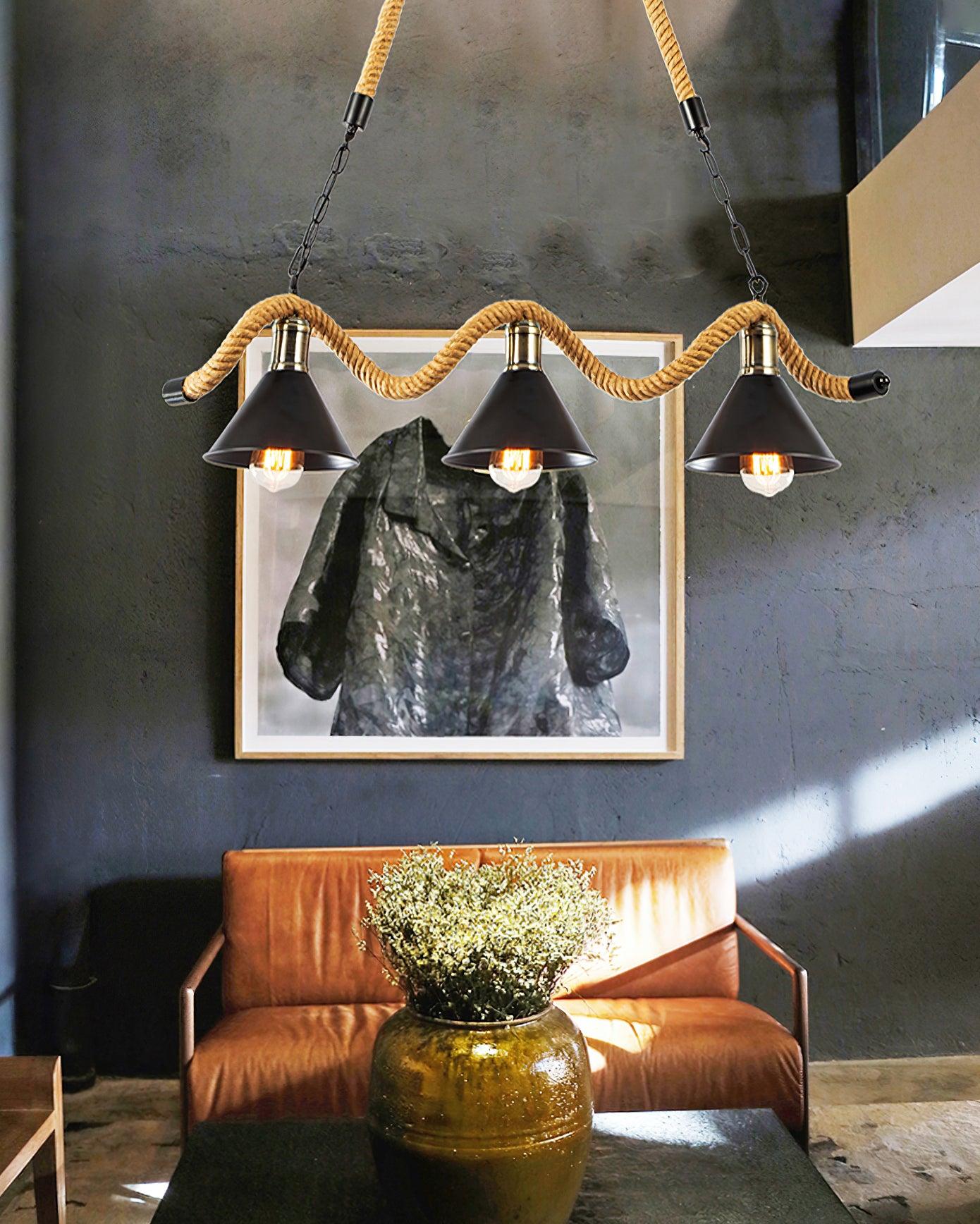 Hemp Rope Industrial Wave Chandelier - Letslighting