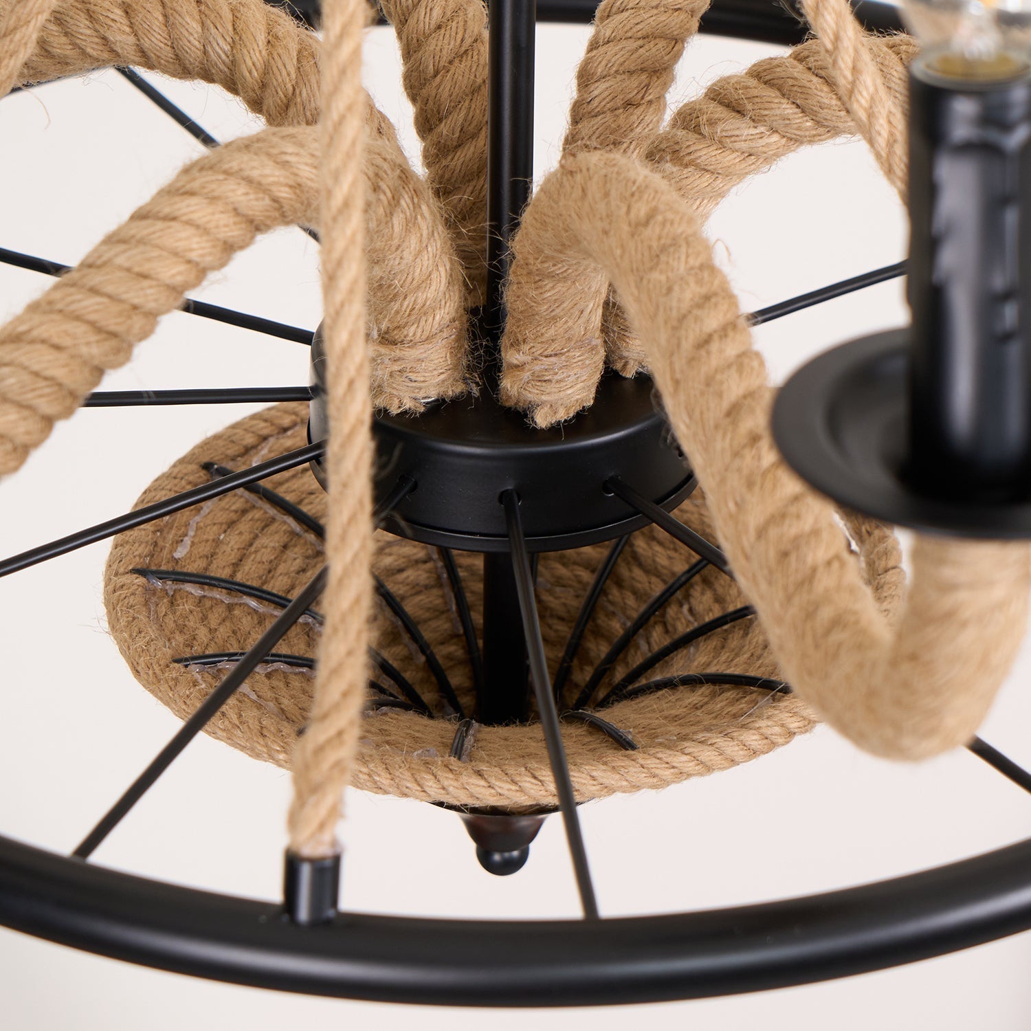 Hemp Rope Industrial Large Wheel Chandelier - Letslighting