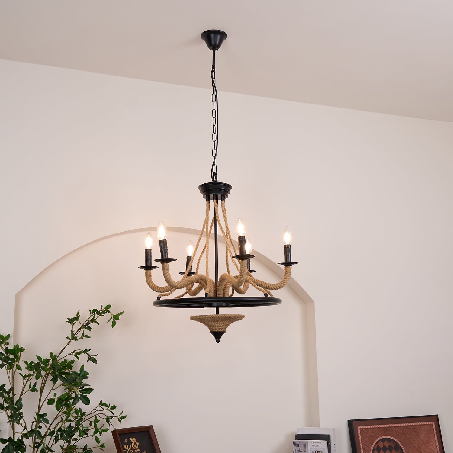 Hemp Rope Industrial Large Wheel Chandelier - Letslighting