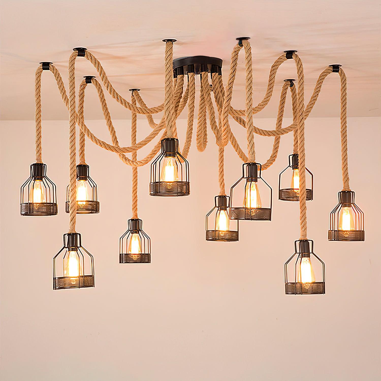 Hemp Rope Scattered Flower Chandelier - Letslighting