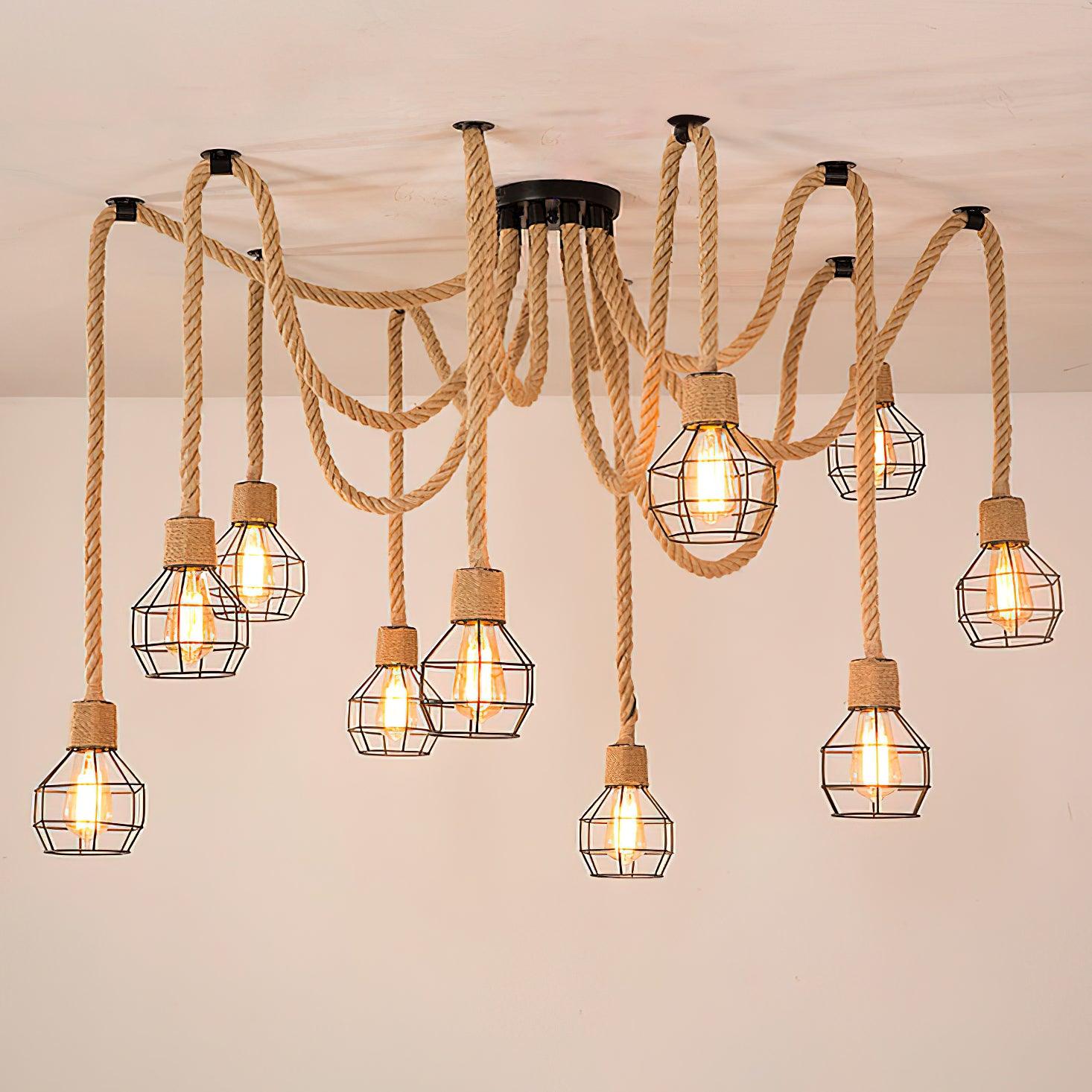 Hemp Rope Scattered Flower Chandelier - Letslighting
