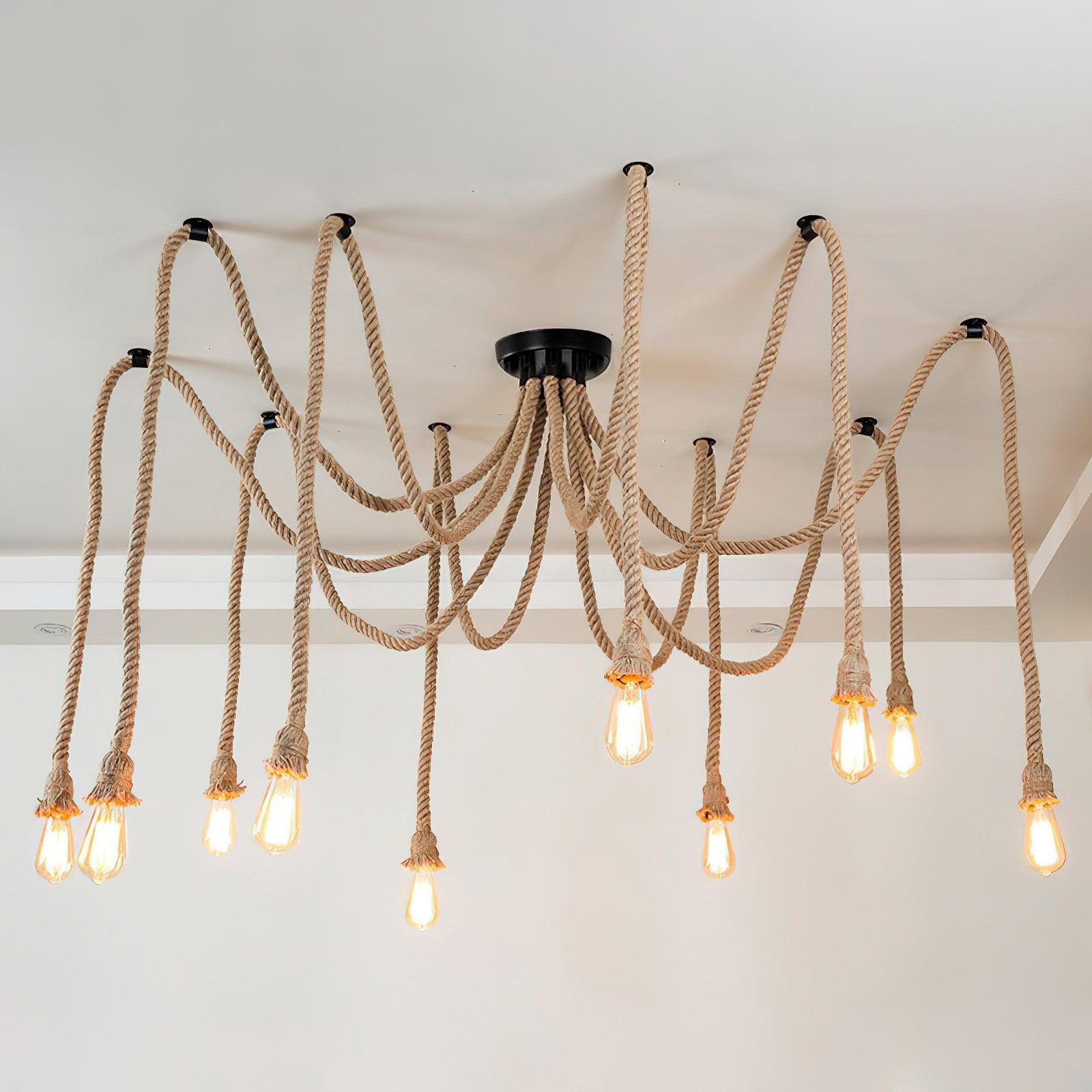 Hemp Rope Scattered Flower Chandelier - Letslighting